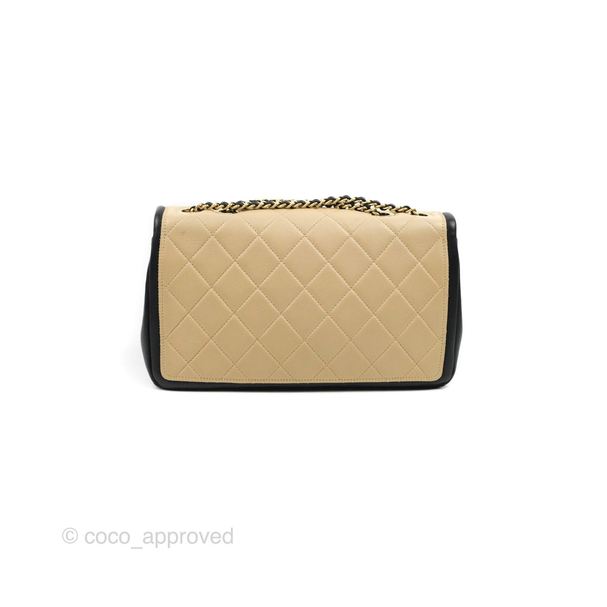 Chanel Quilted Graphic Flap Bag Black/Beige Calfskin Gold Hardware – Coco  Approved Studio
