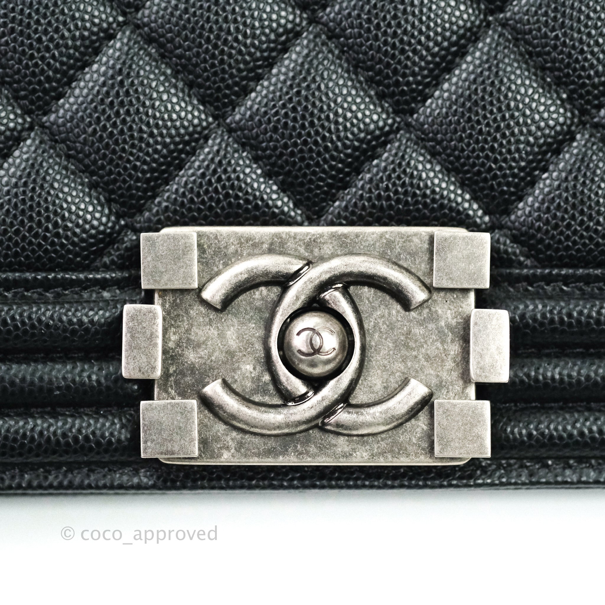 Chanel Caviar Medium Boy Flap Bag Ruthenium Hardware Black - NOBLEMARS