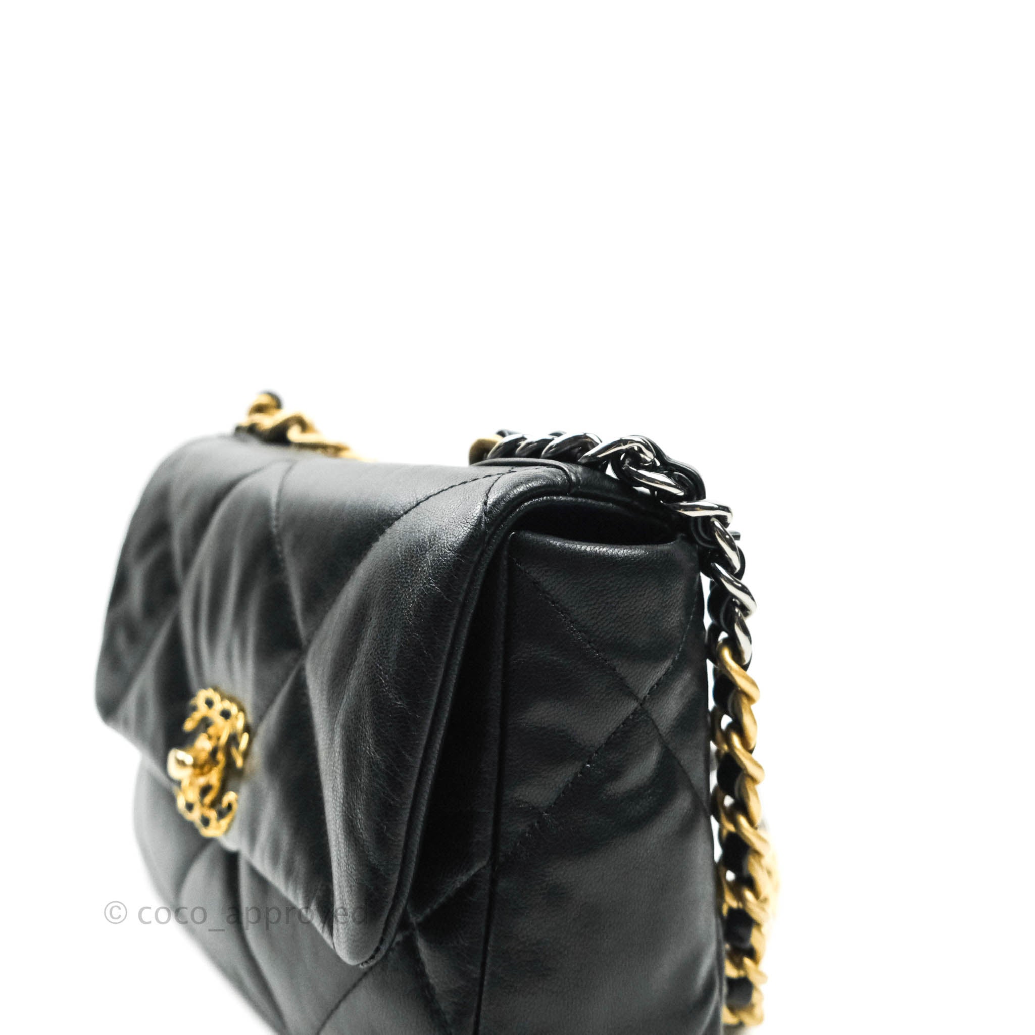 RARE* AUTHENTIC Chanel Small 19 Gray 20P Goatskin Classic Flap Bag