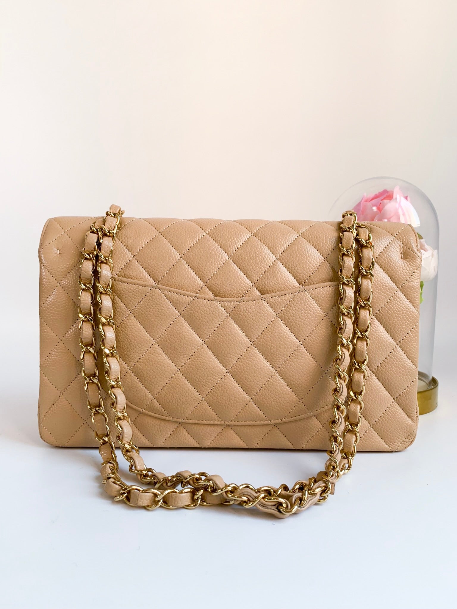 Chanel Classic Small Double Flap Beige Clair Quilted Caviar with gold  hardware