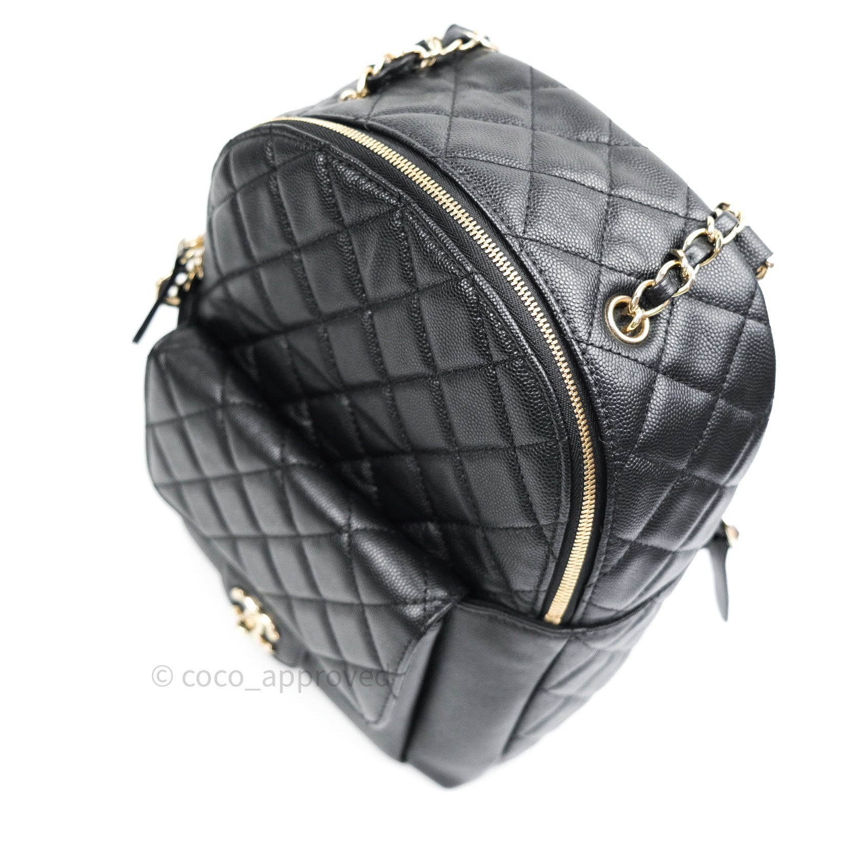 Chanel CC Day Backpack Quilted Caviar Large Black 823691