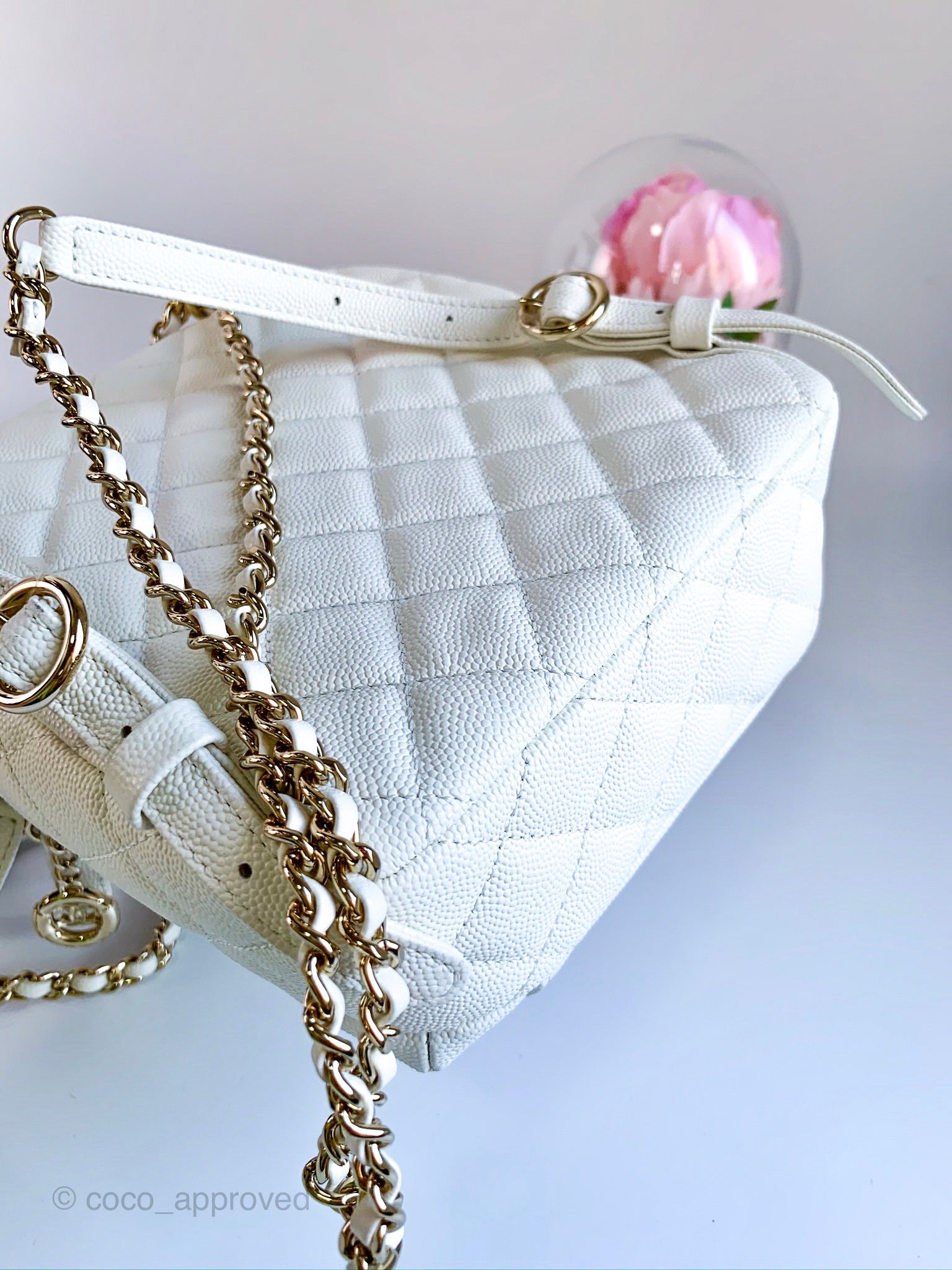 Chanel Caviar Quilted Small CC Day Backpack Ivory Light Gold Hardware –  Coco Approved Studio