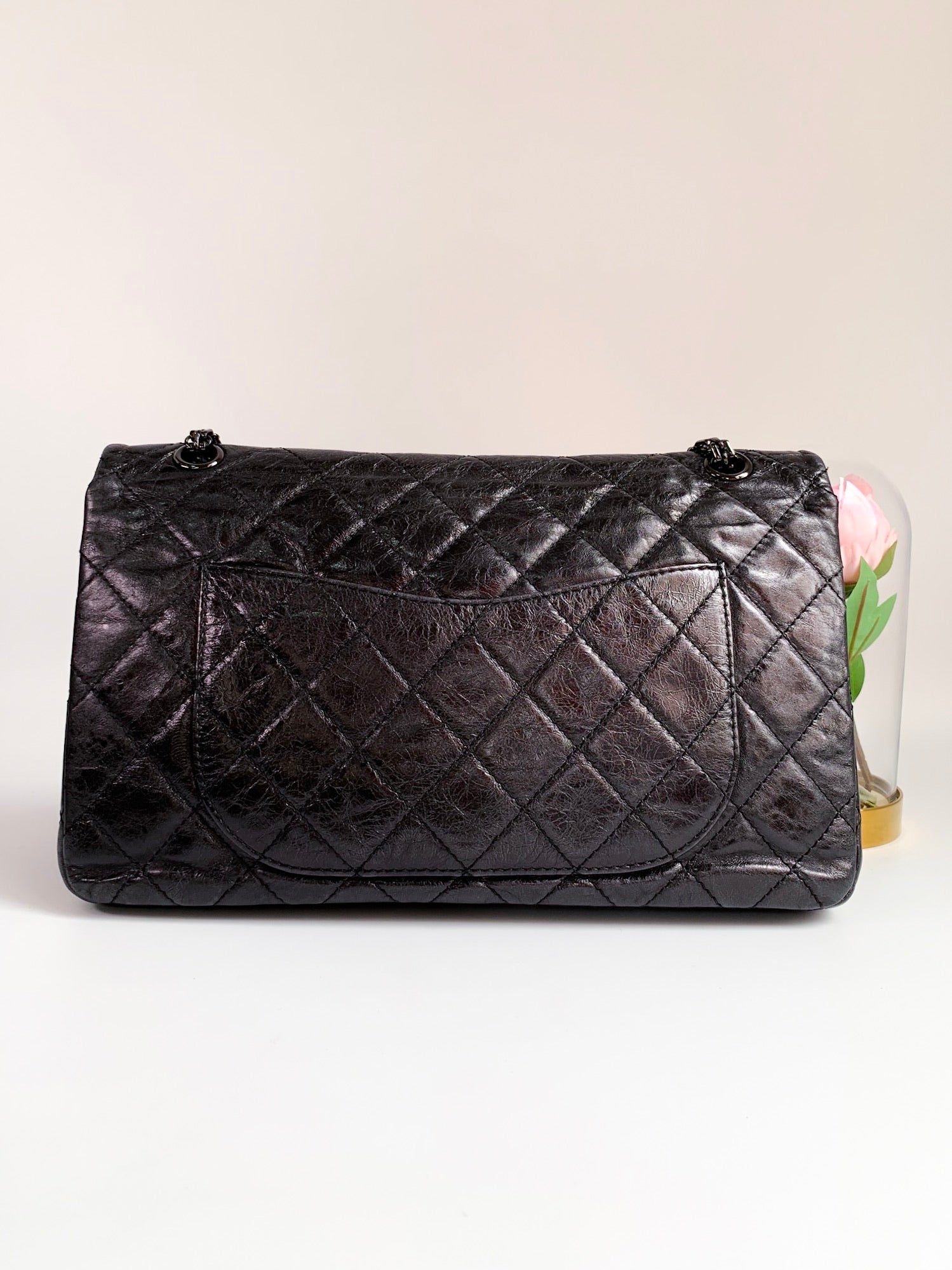 Chanel Glazed Calfskin Quilted 2.55 Reissue 227 Flap So Black – Coco  Approved Studio