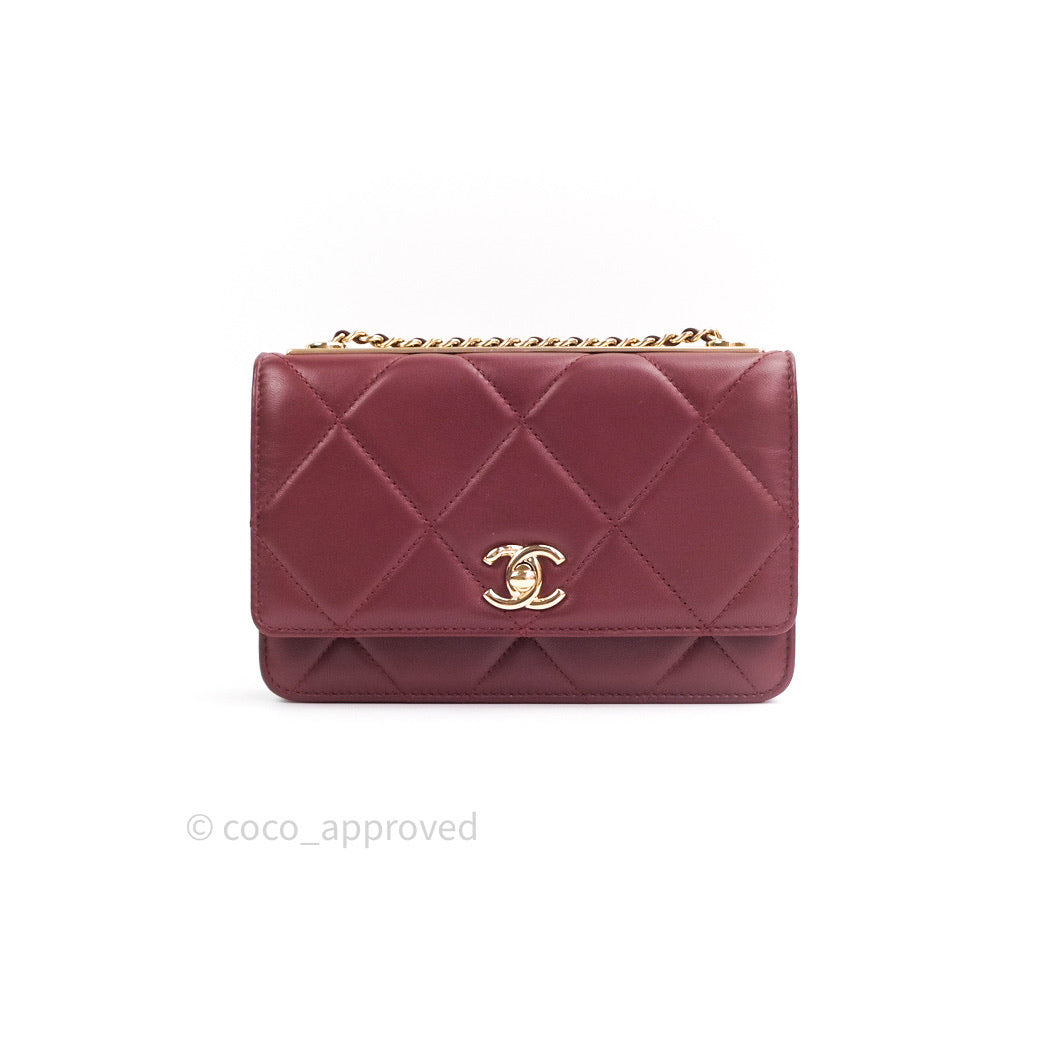 Chanel Trendy CC WOC Wallet on Chain Burgundy Lambskin Gold Hardware – Coco  Approved Studio