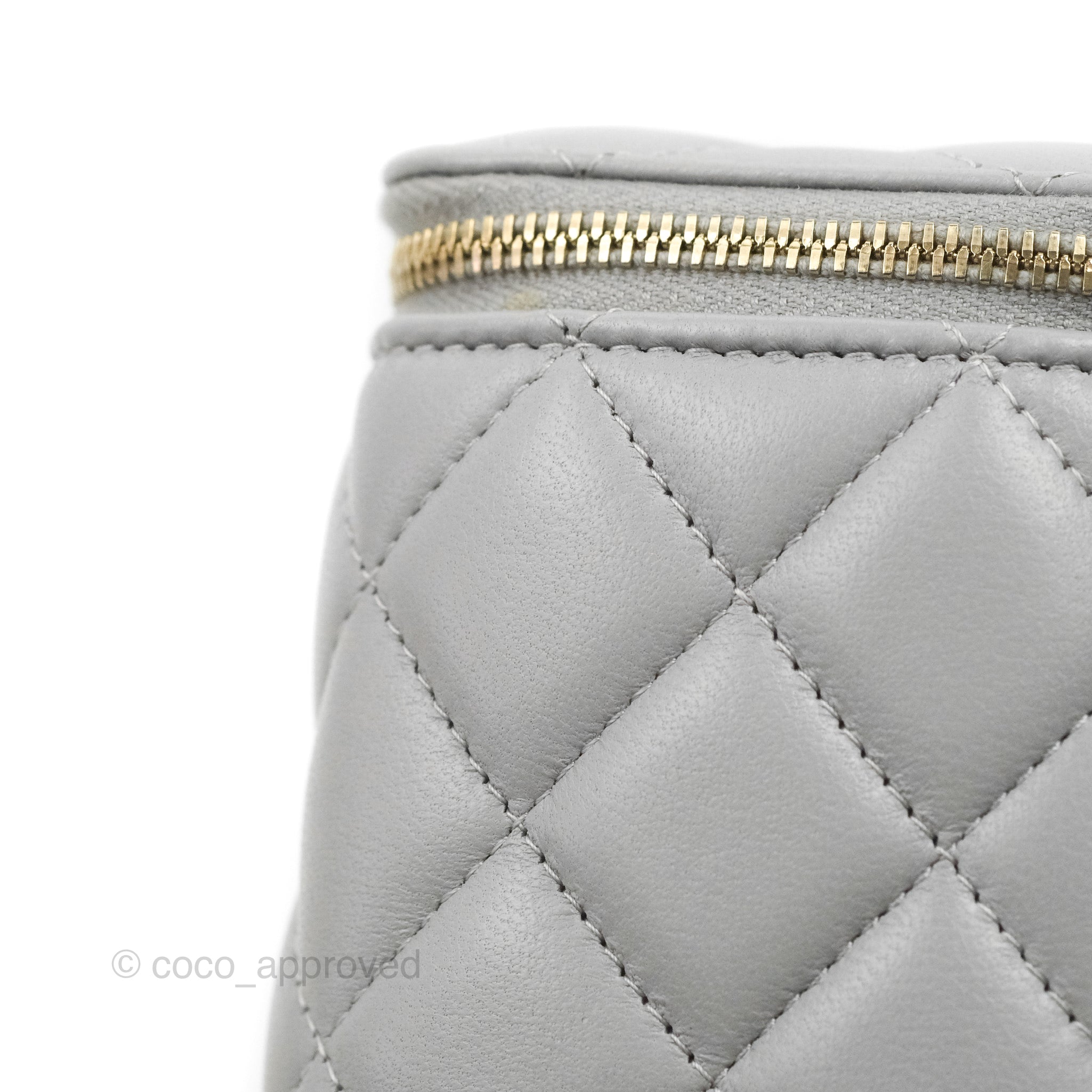 Chanel Pearl Crush Vanity With Chain Grey Lambskin Aged Gold