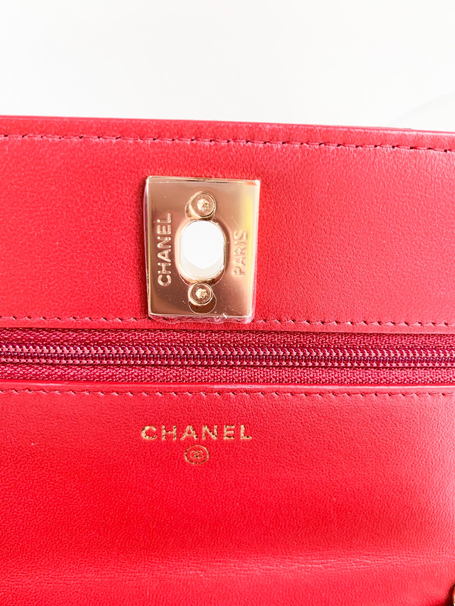 Chanel vintage flap red big CC gold  A Piece Lux