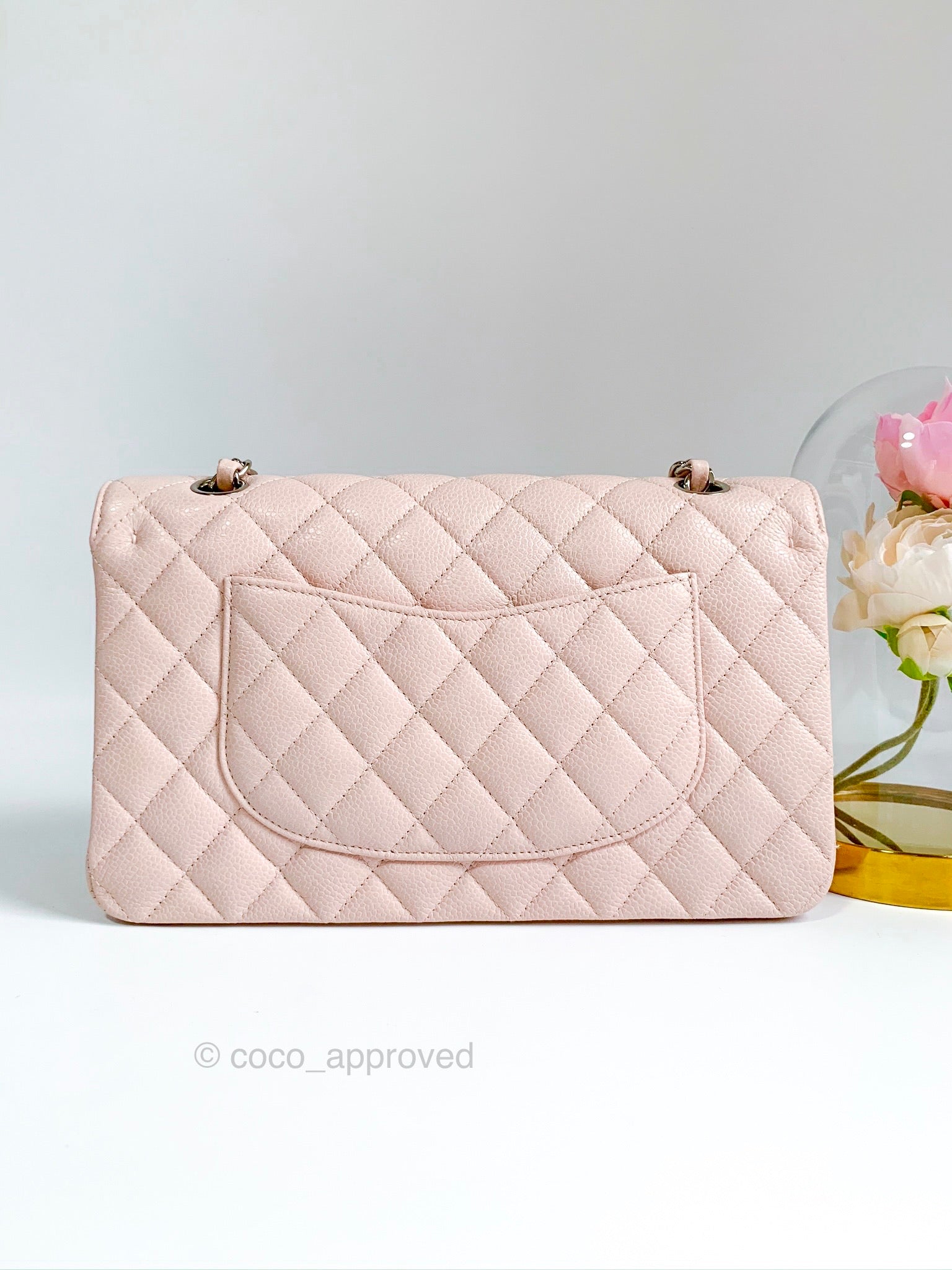 Chanel Classic M/L Sakura Pink Caviar Silver Hardware – Coco Approved Studio