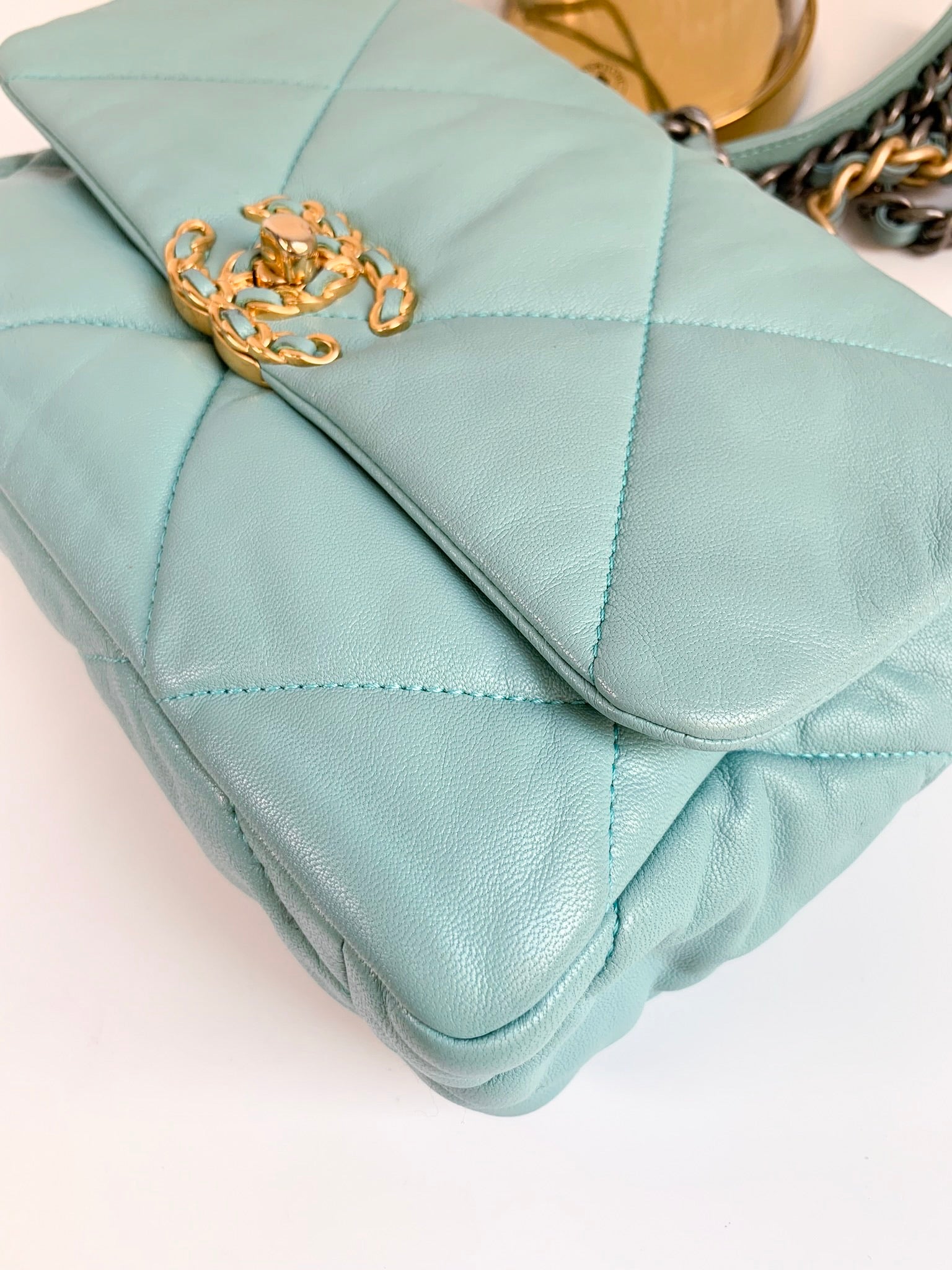 Chanel 19 Flap Bag (3127xxxx) Small Size Pastel Blue Lambskin