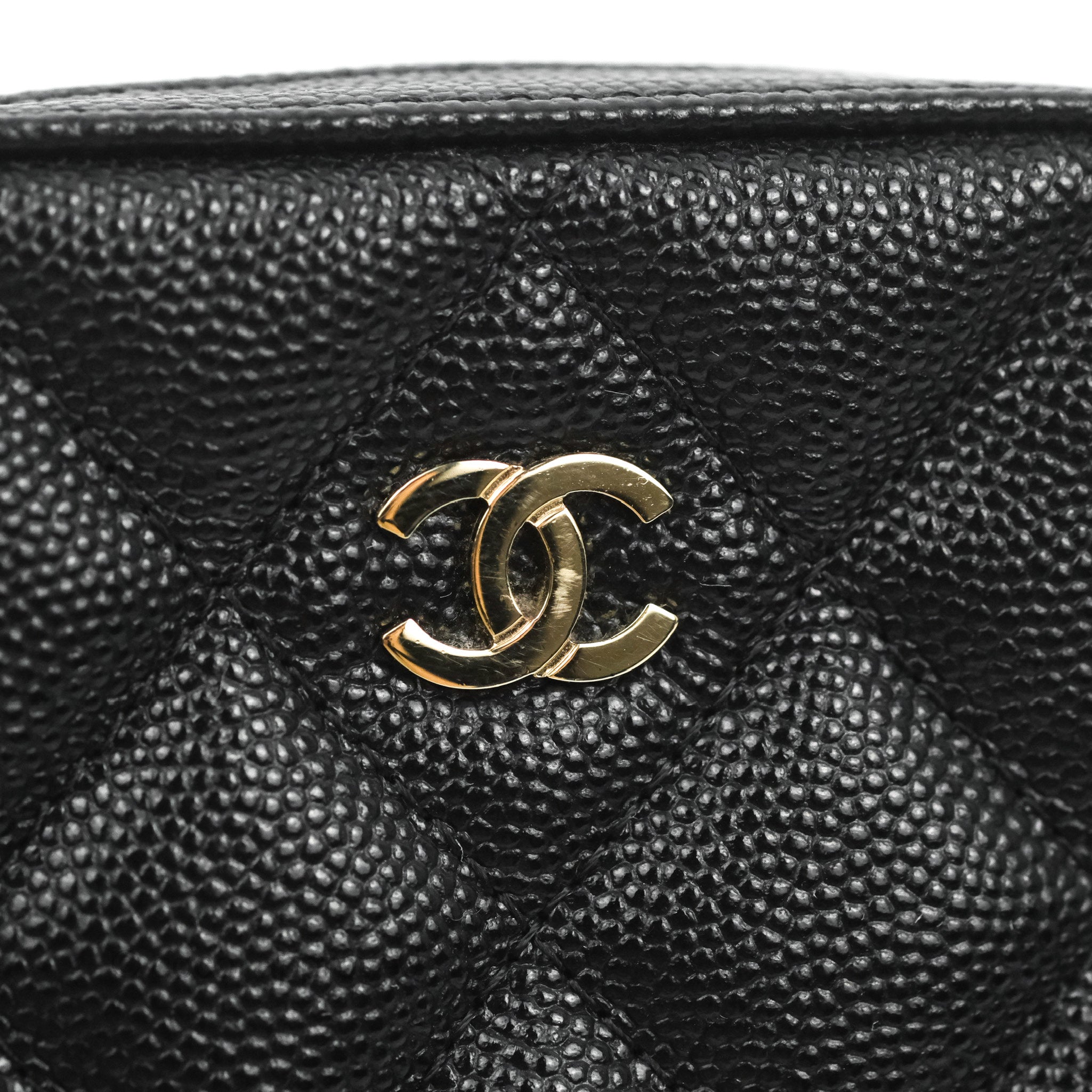 Chanel Black Caviar CC Logo Cosmetic Pouch 95ck221s – Bagriculture