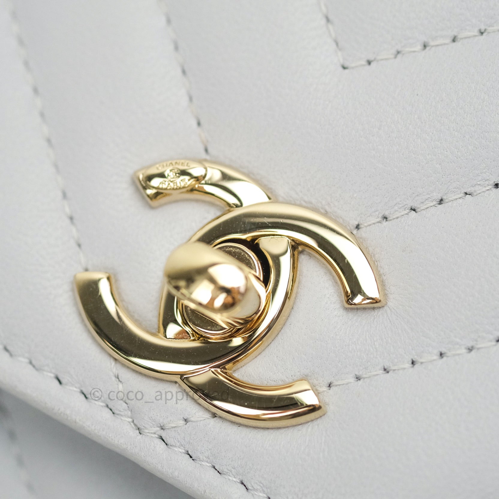 Chanel Mini Trendy CC Wallet On Chain WOC Lambskin Chevron Grey Gold H –  Coco Approved Studio