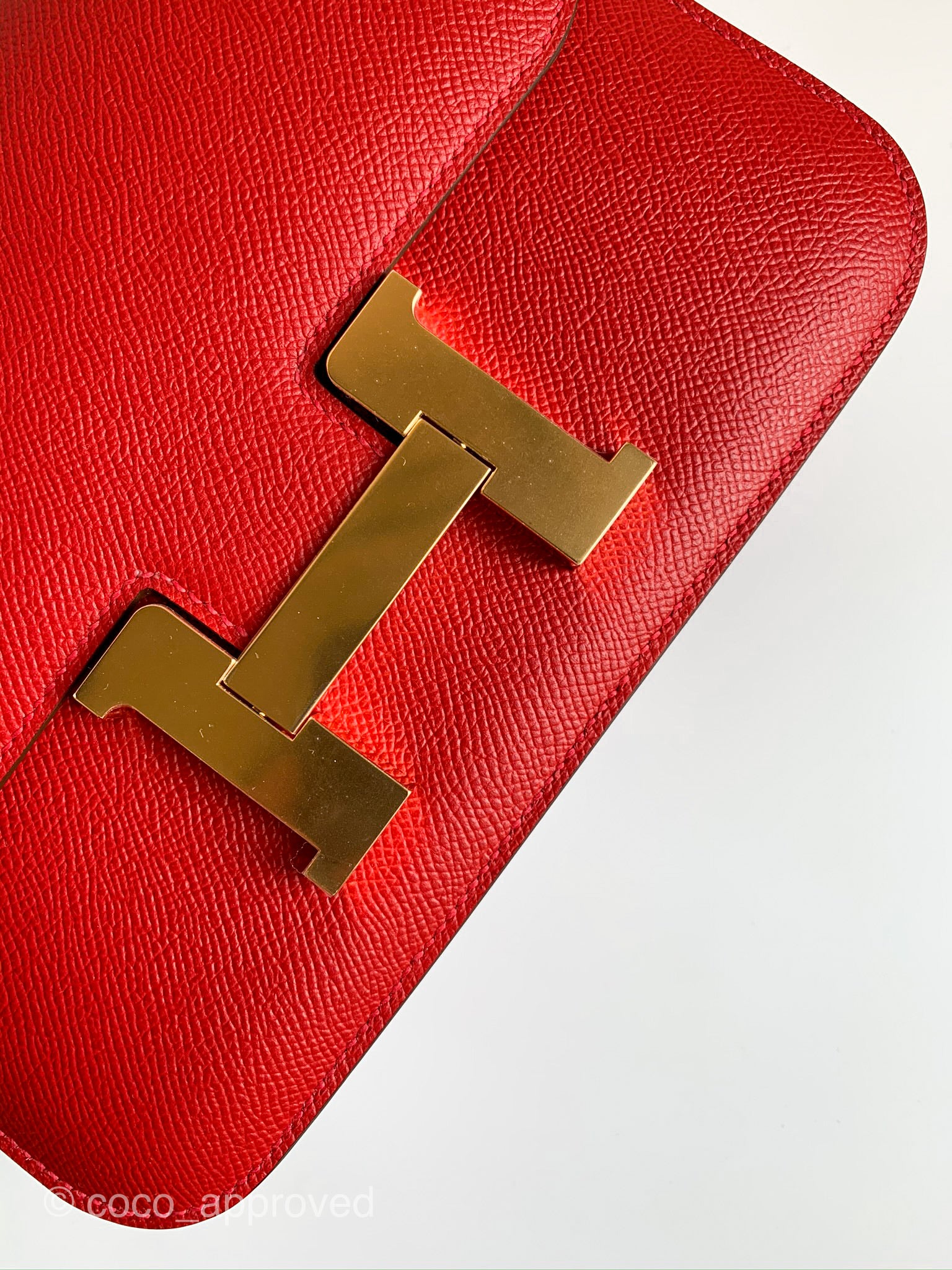 Hermès Constance 18 Rouge Casaque Tadelakt Leather Gold Hardware