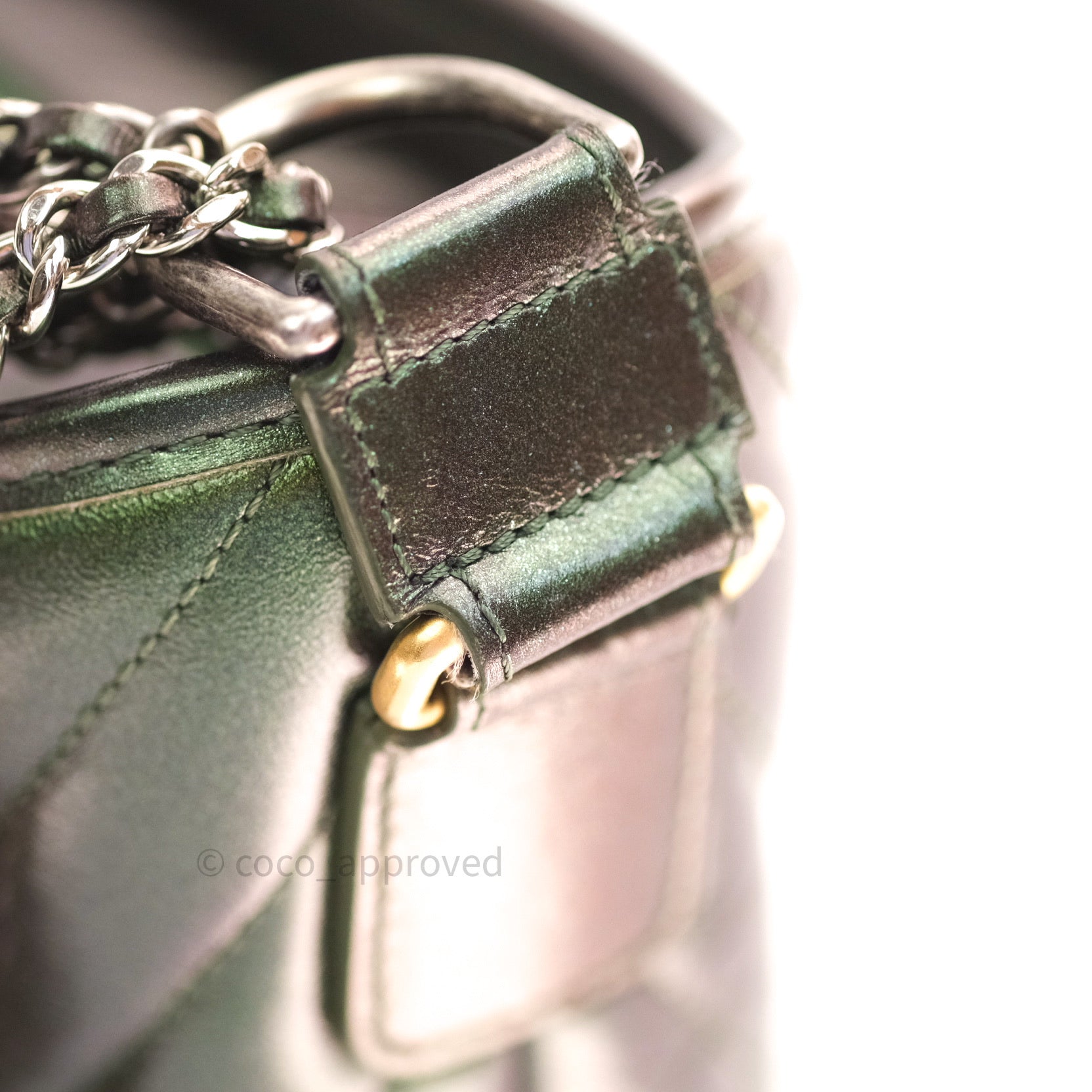 Chanel Chevron Gabrielle Hobo Bag Calf Green - NOBLEMARS
