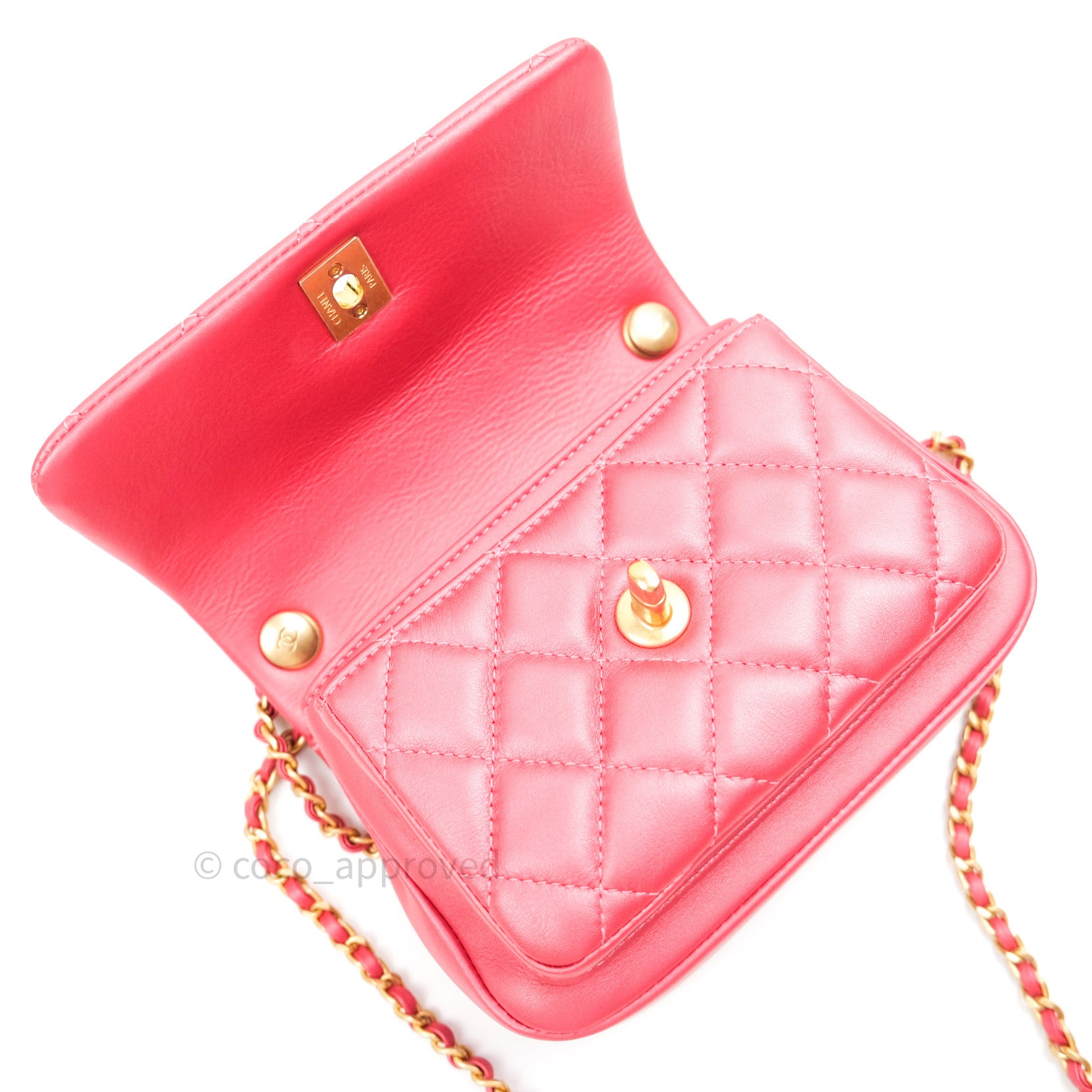 CHANEL Iridescent Caviar Quilted Extra Mini Flap Pink 63606