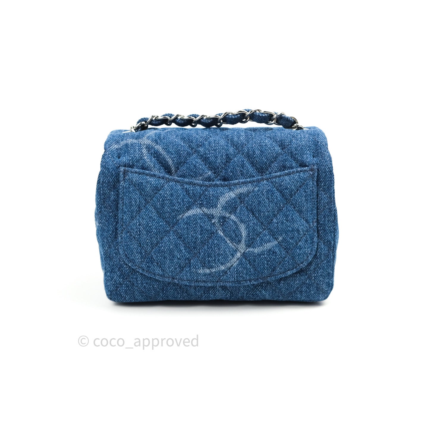 Chanel Mini Square Blue Denim Silver Hardware – Coco Approved Studio