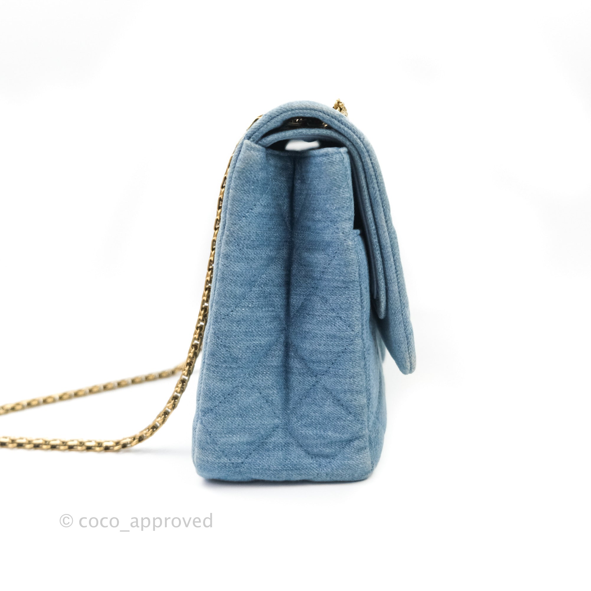 Chanel Quilted Accordion Reissue 2.55 Flap bag, blue patent leather, gold  hardware