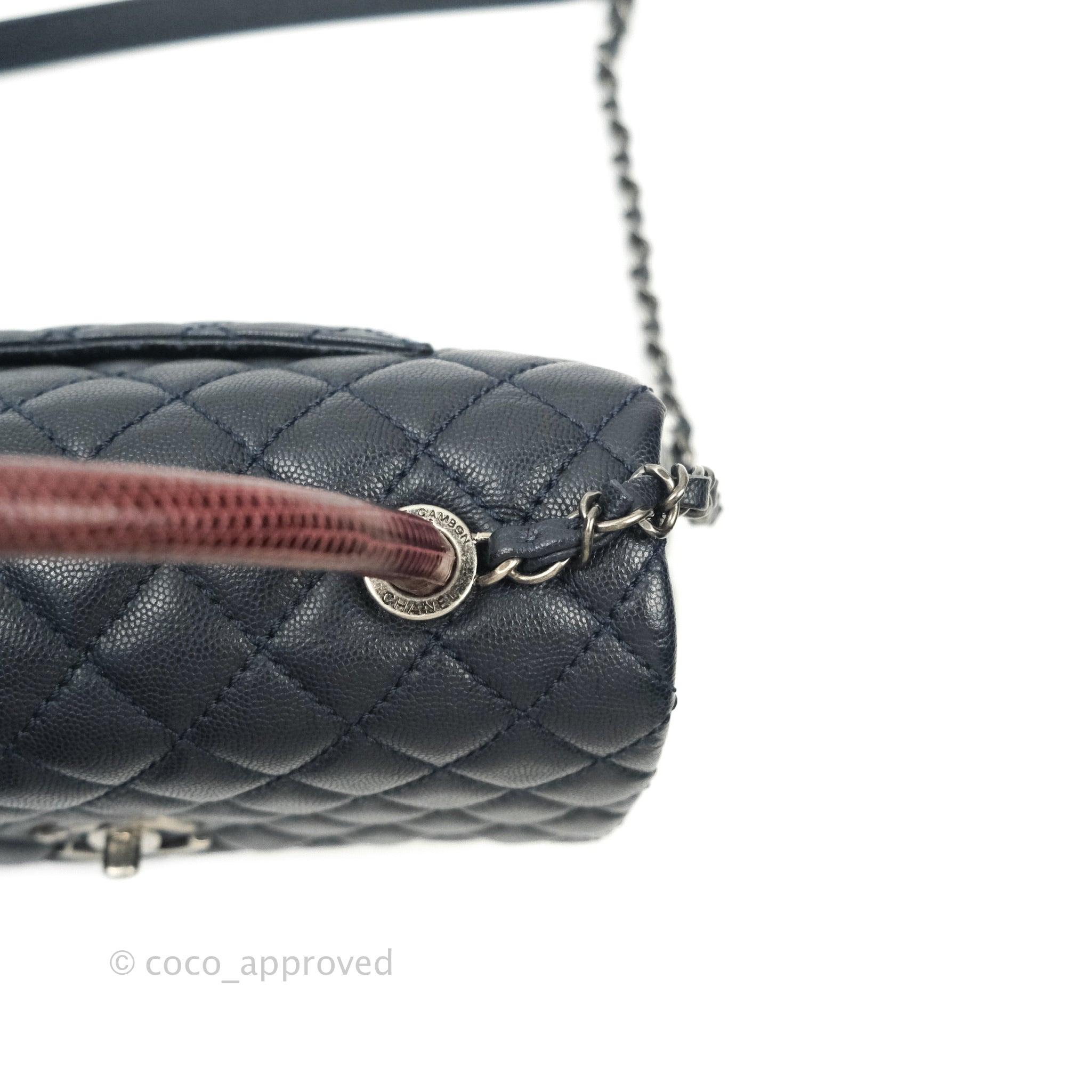 Chanel Dark Blue Quilted Caviar Leather Easy Flap Bag Chanel