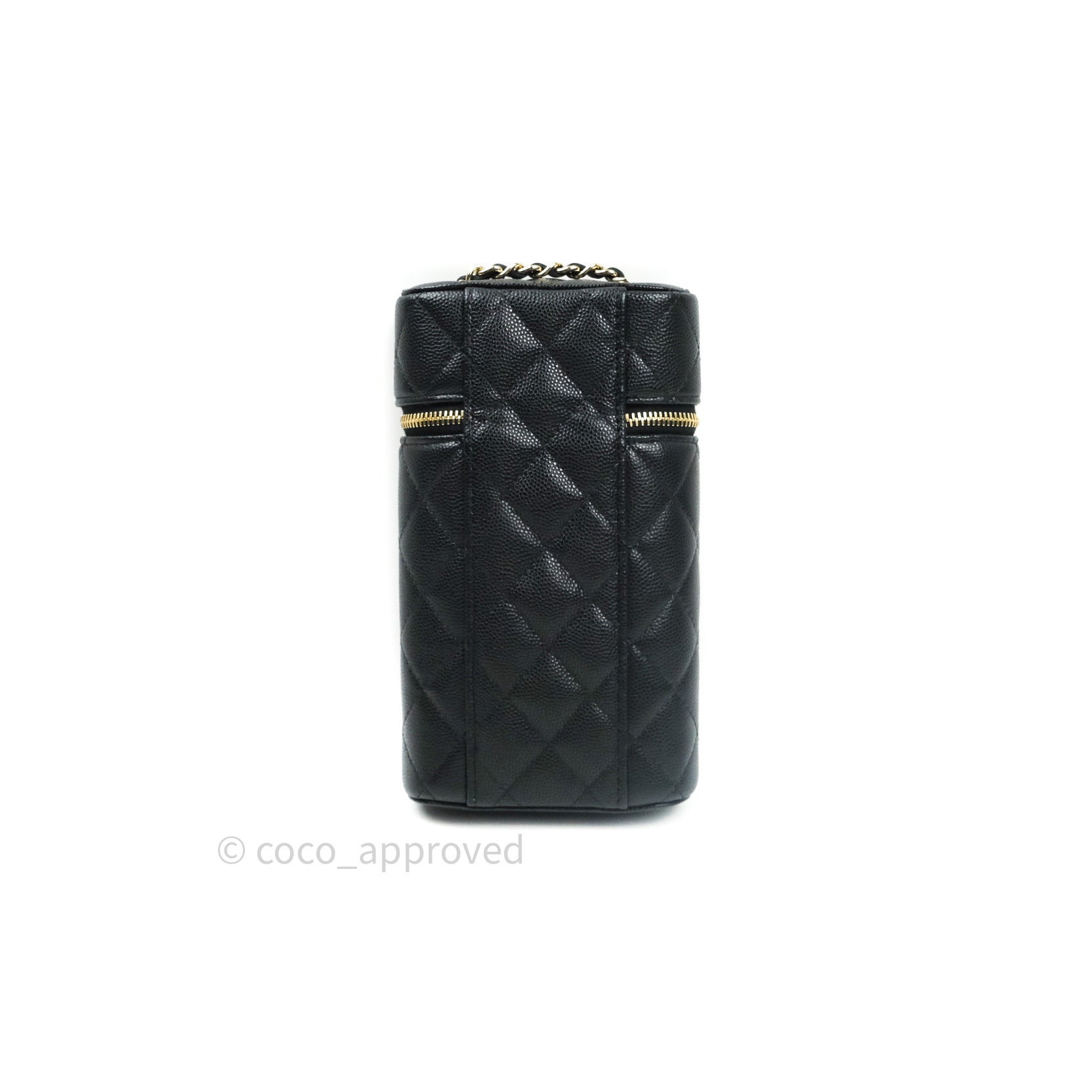 Chanel Vanity Phone Holder With Chain Black Caviar Gold Hardware