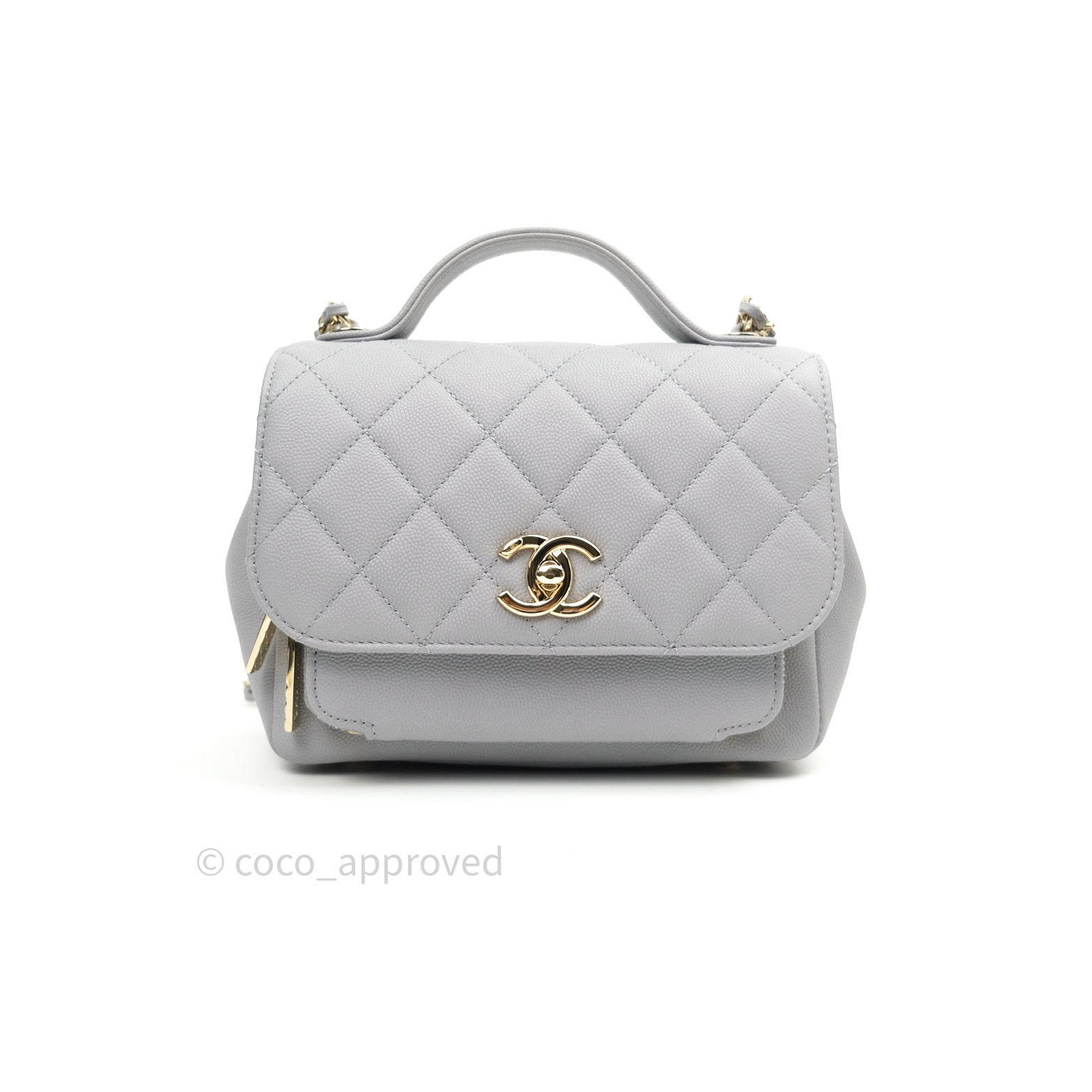 Chanel Quilted Small Business Affinity Flap Grey Caviar Light Gold Hardware