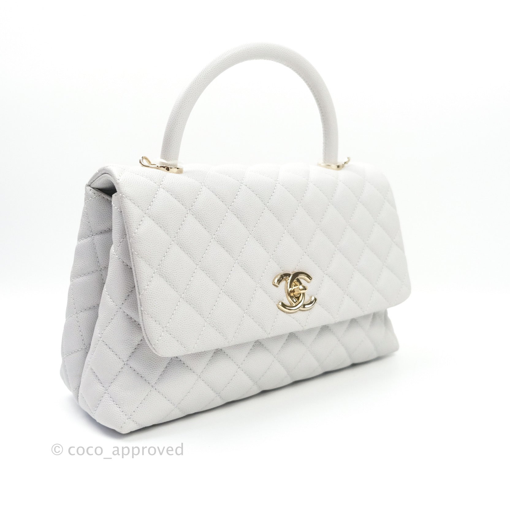 Chanel Small Coco Handle Quilted Light Grey Light Gold Hardware – Coco  Approved Studio
