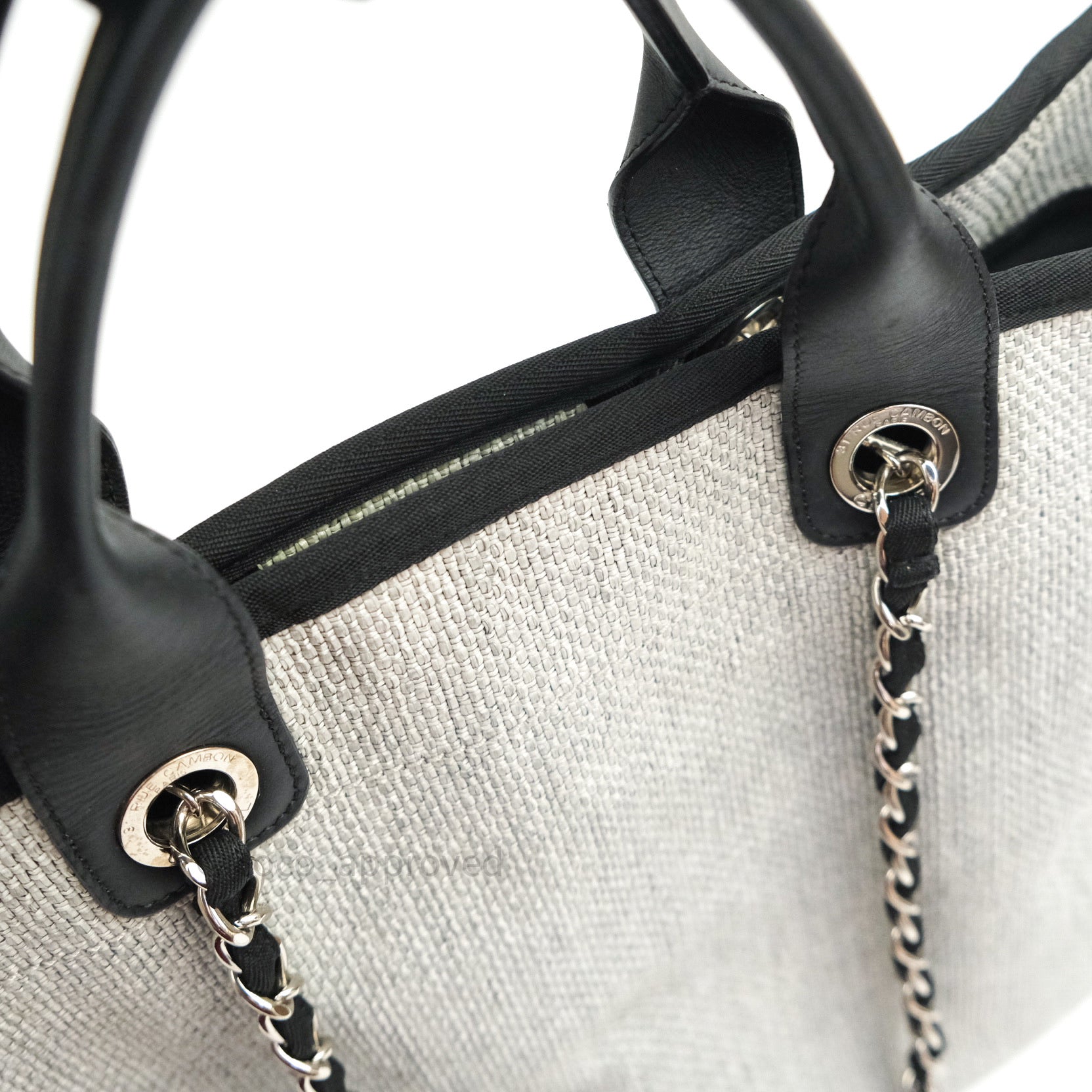 Buy Chanel Deauville Chain Tote Canvas Large Gray 1156101