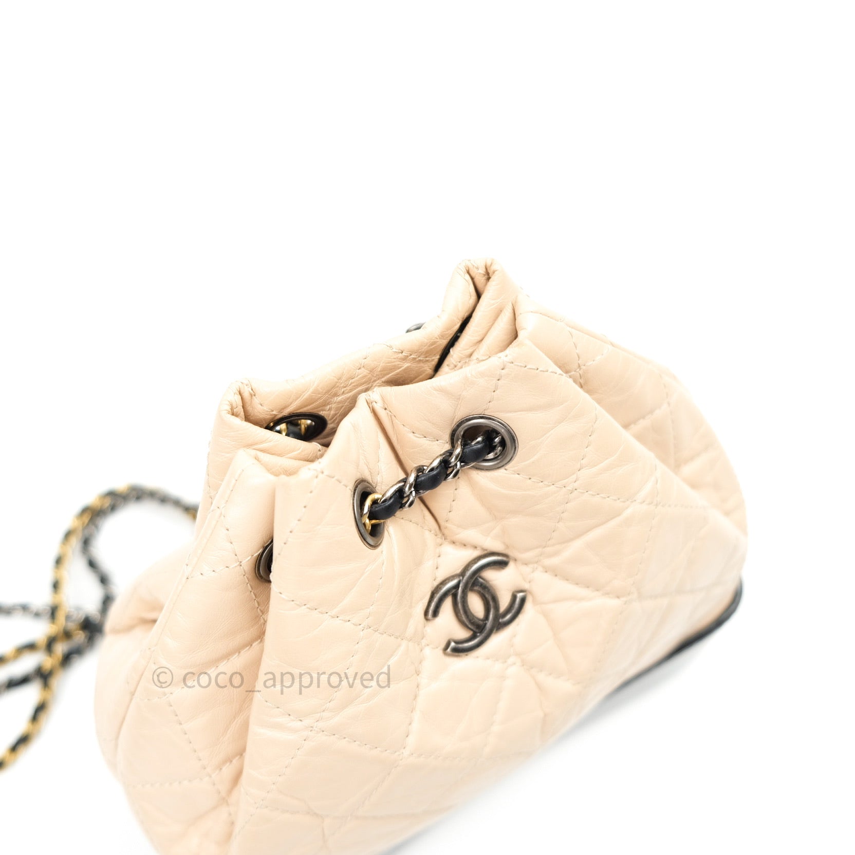 Chanel Small Gabrielle Backpack Beige Black Aged Calfskin – Coco Approved  Studio