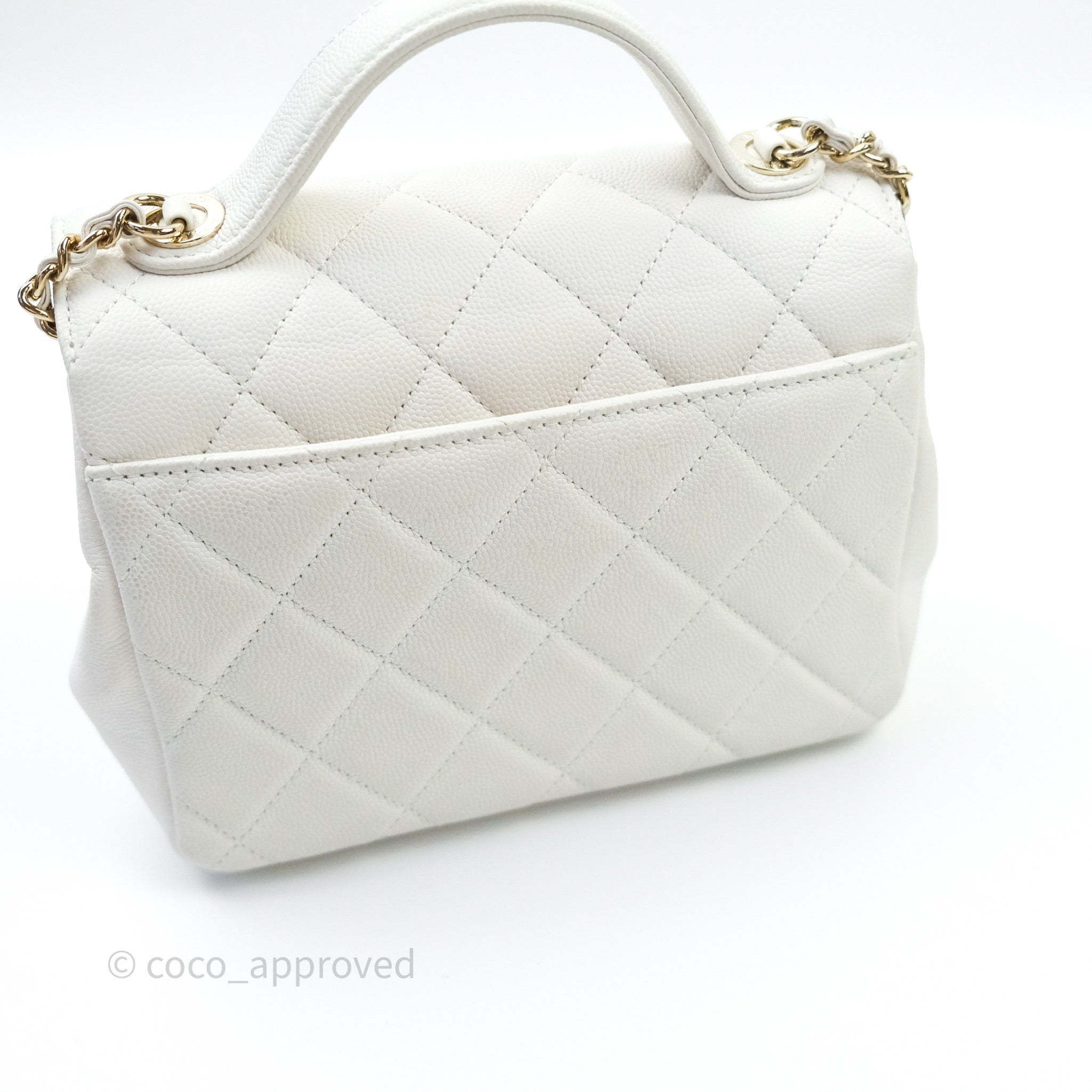 Chanel Quilted Small Business Affinity Flap White Caviar Light