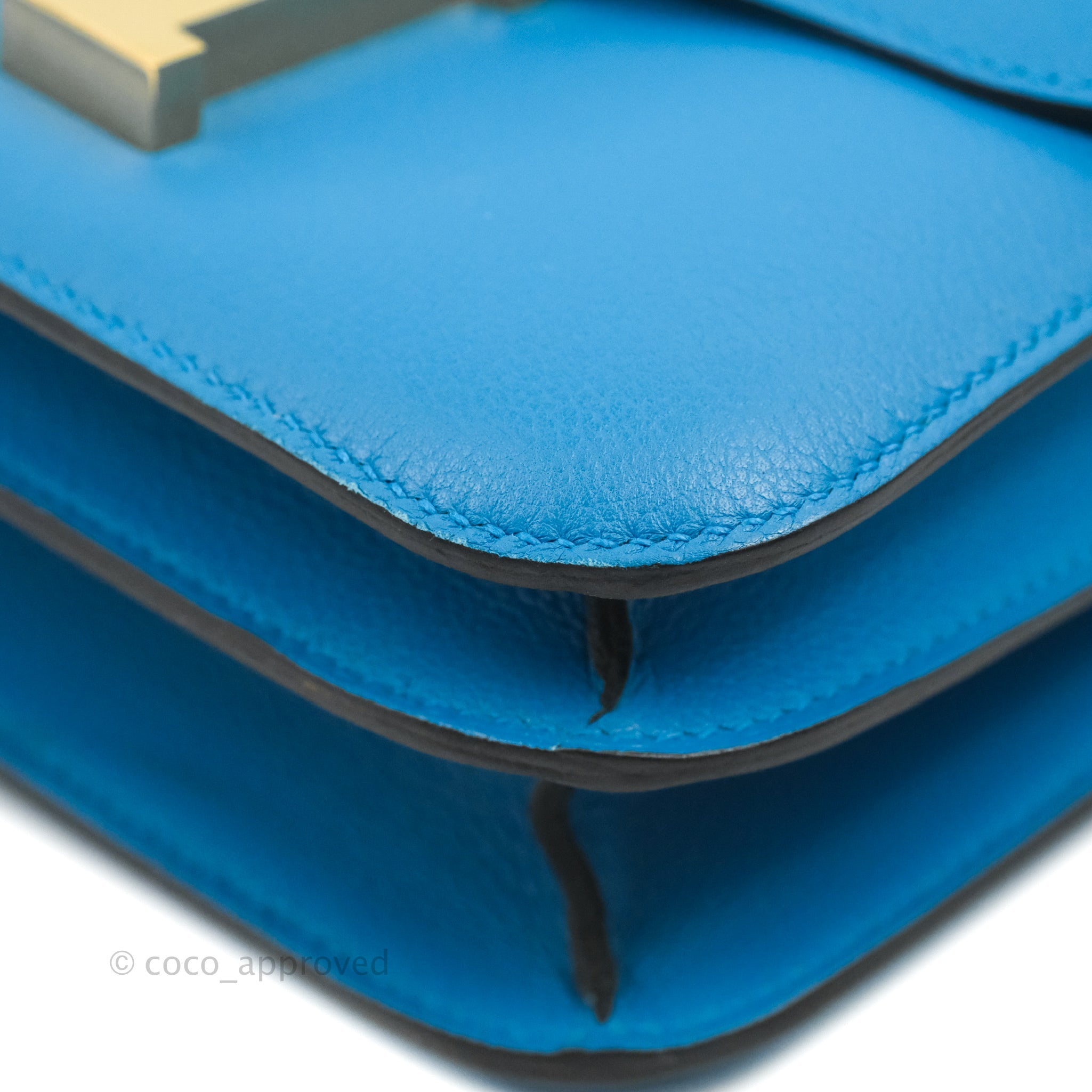 NEW Hermes Constance Long To Go wallet Clutch Bag Blue Freda leather gold  GHW