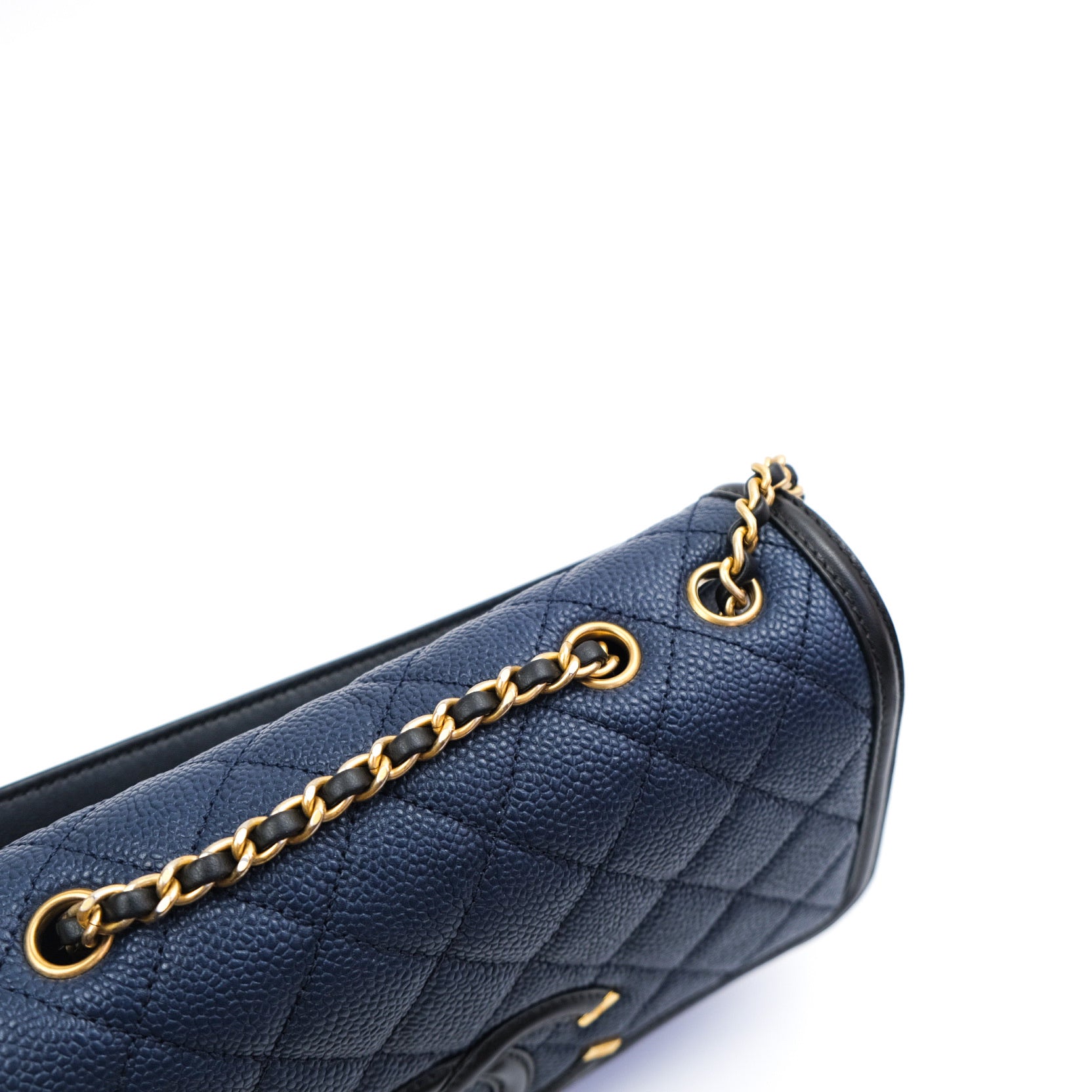 Chanel Filigree Flap Bag Quilted Caviar Small Silver