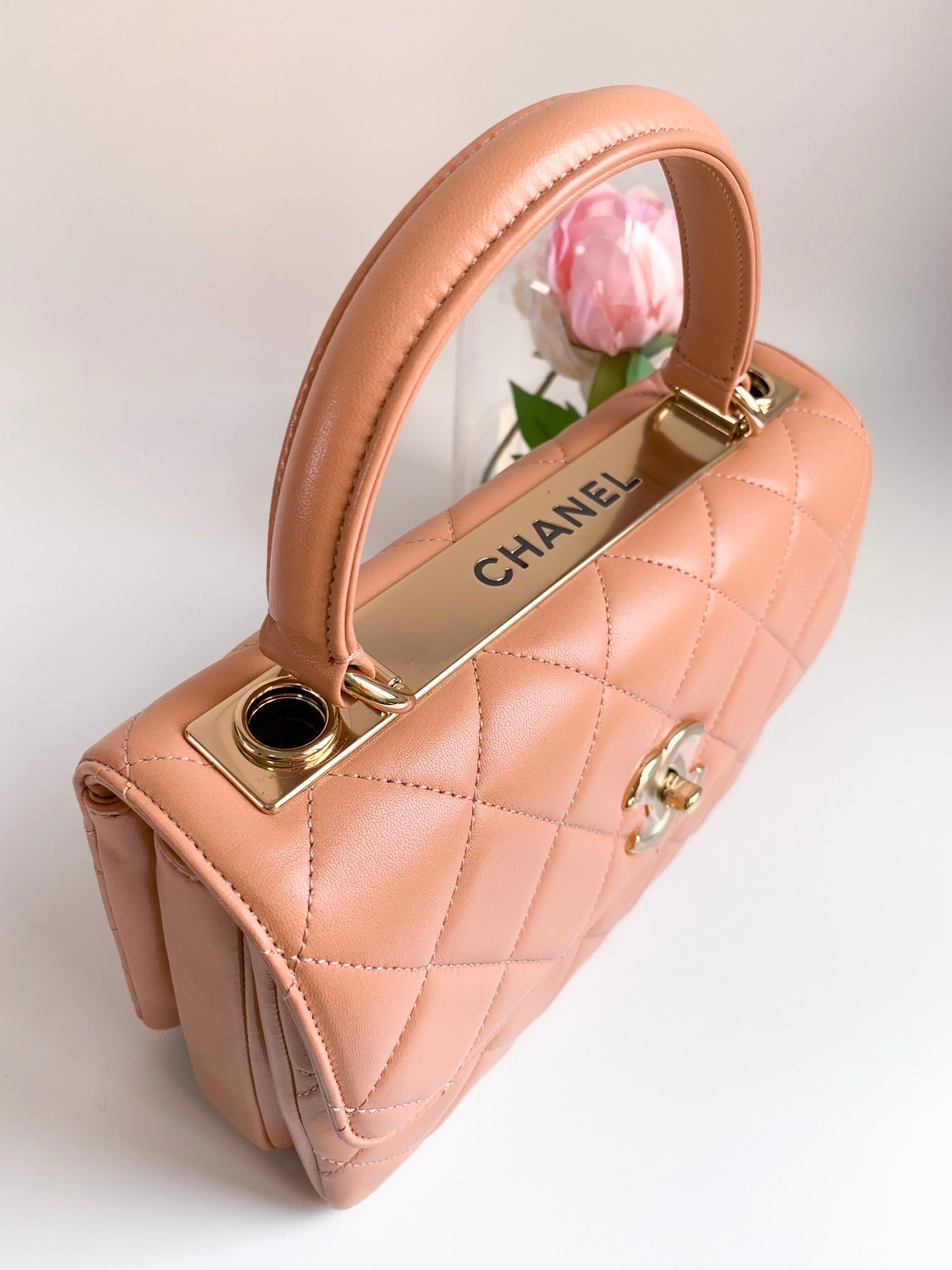 Chanel Lambskin Quilted Small Trendy CC Flap Bag Caramel Beige