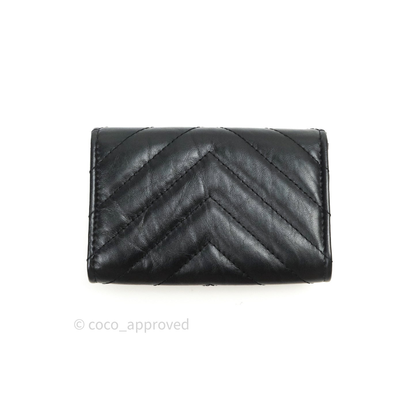 CHANEL Chevron Chain wallet Black Suede leather– GALLERY RARE