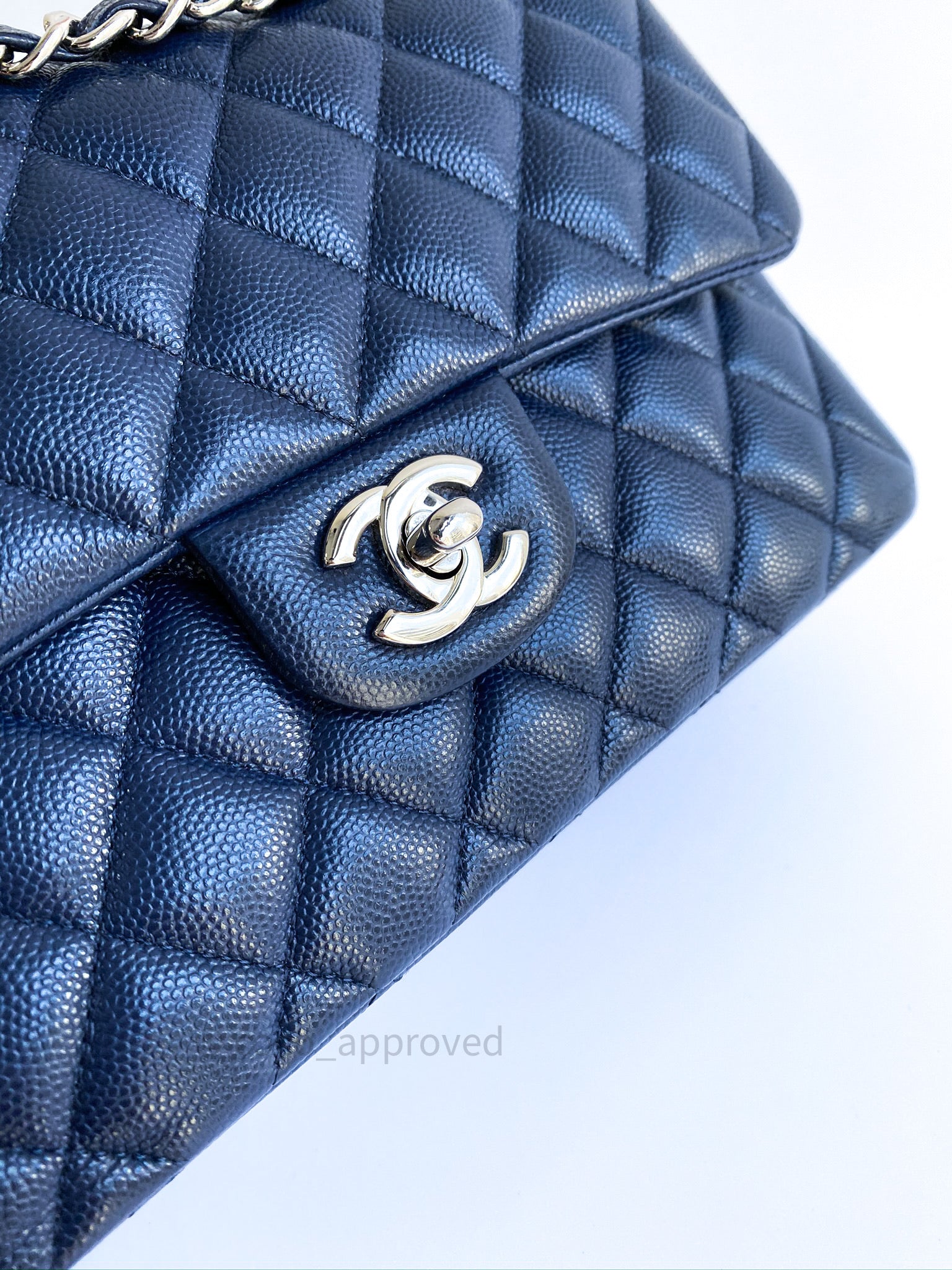 Chanel S/M Small Classic Flap Navy Caviar Silver Hardware – Coco
