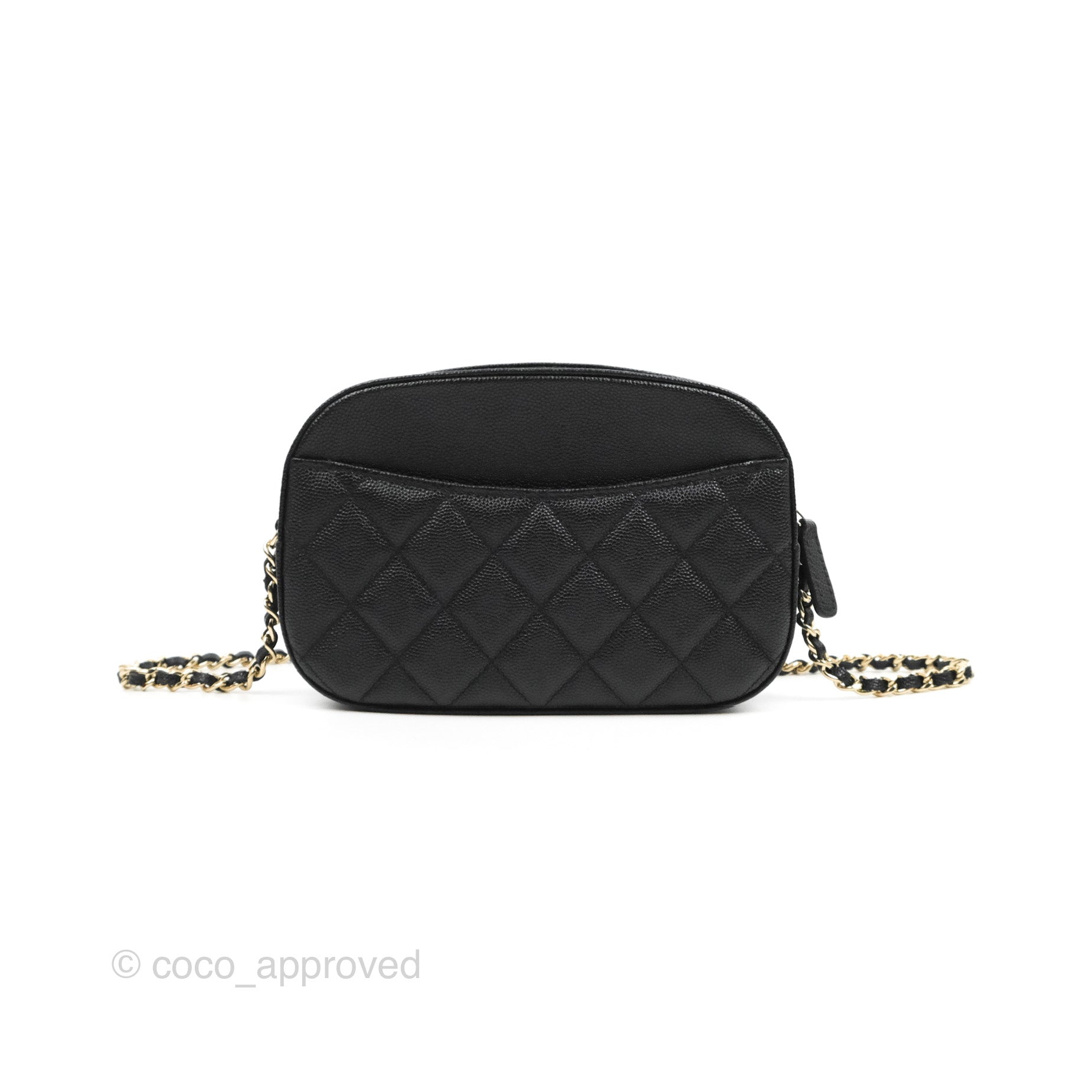 Chanel Quilted Camera Bag Black Caviar Gold Hardware 21A – Coco Approved  Studio