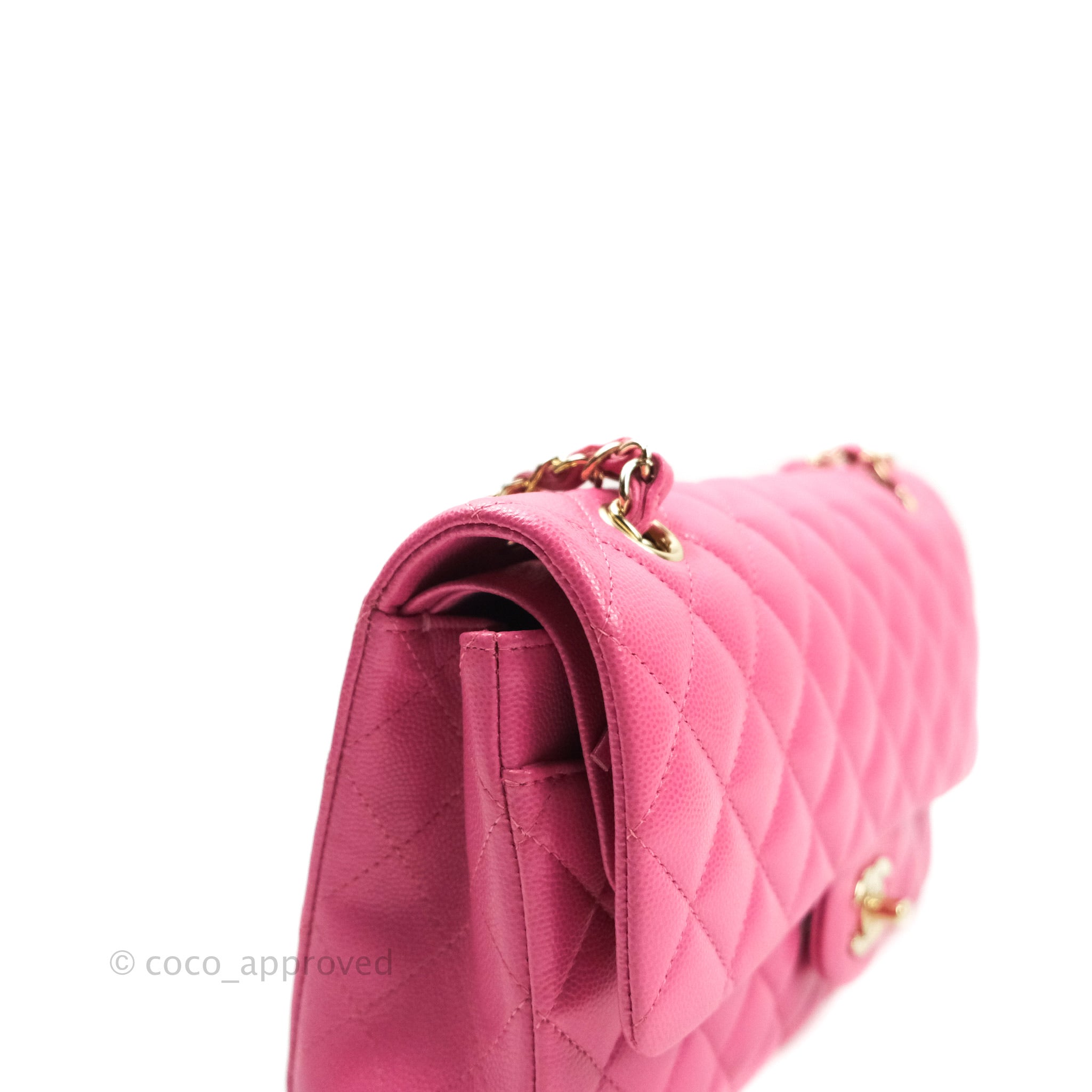 Chanel Classic bag MM in fuchsia pink leather SHW - DOWNTOWN