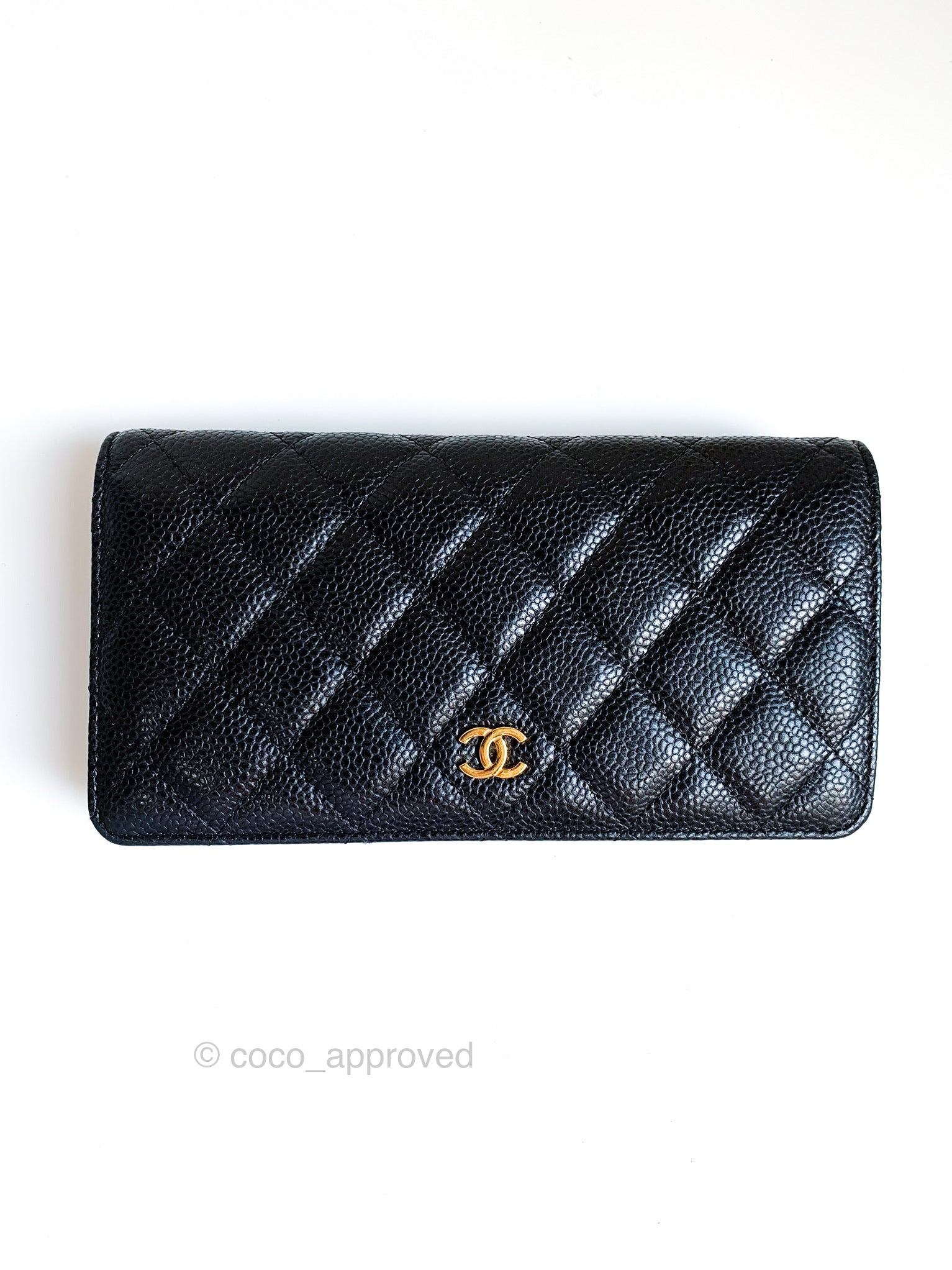Chanel Card Holder Wallet Black Caviar Crystal and Light Gold Hardware
