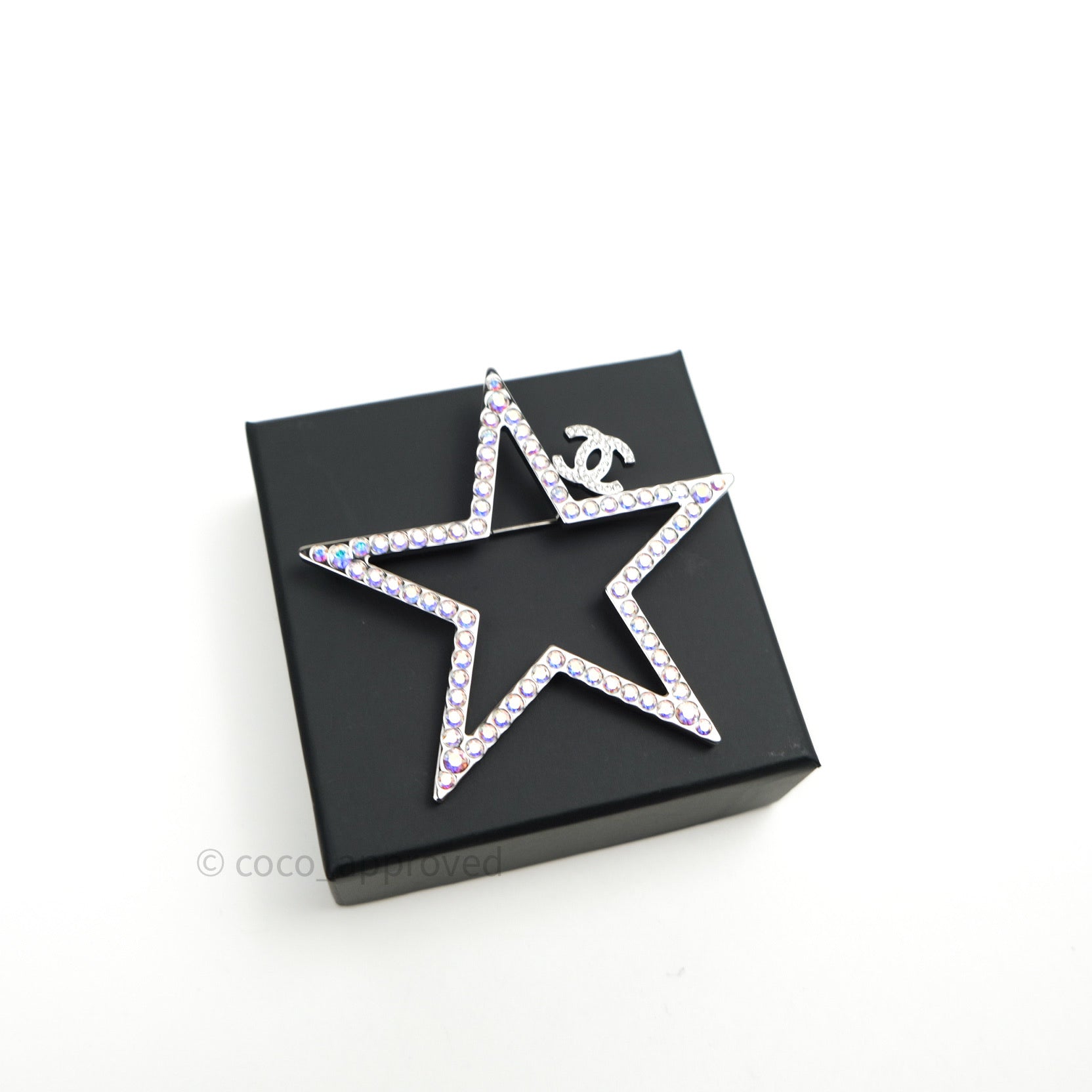 Chanel Ruthenium Crystal Star CC Brooch