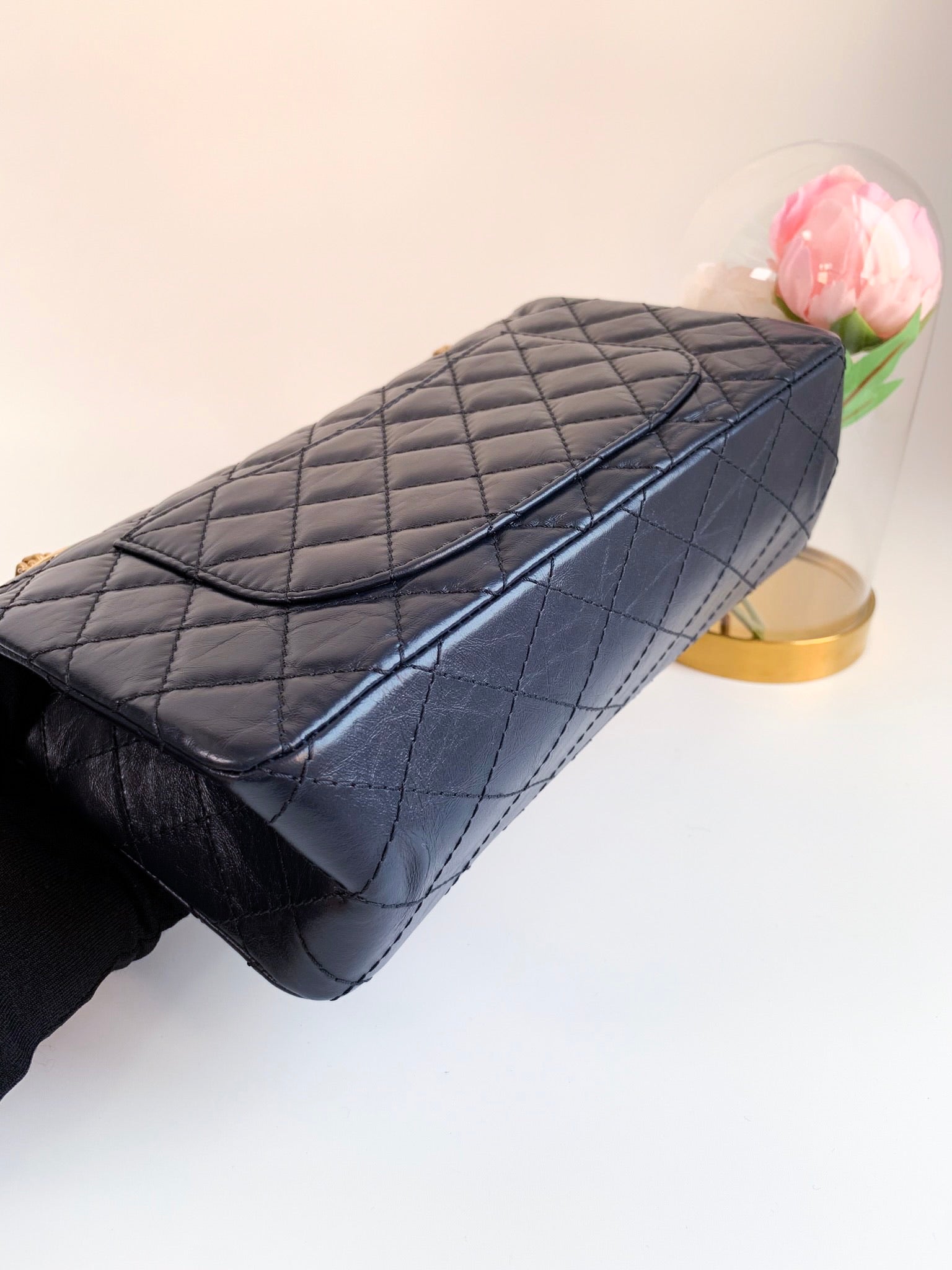 CHANEL Aged Calfskin Quilted 2.55 Reissue 225 Flap Black 1258755