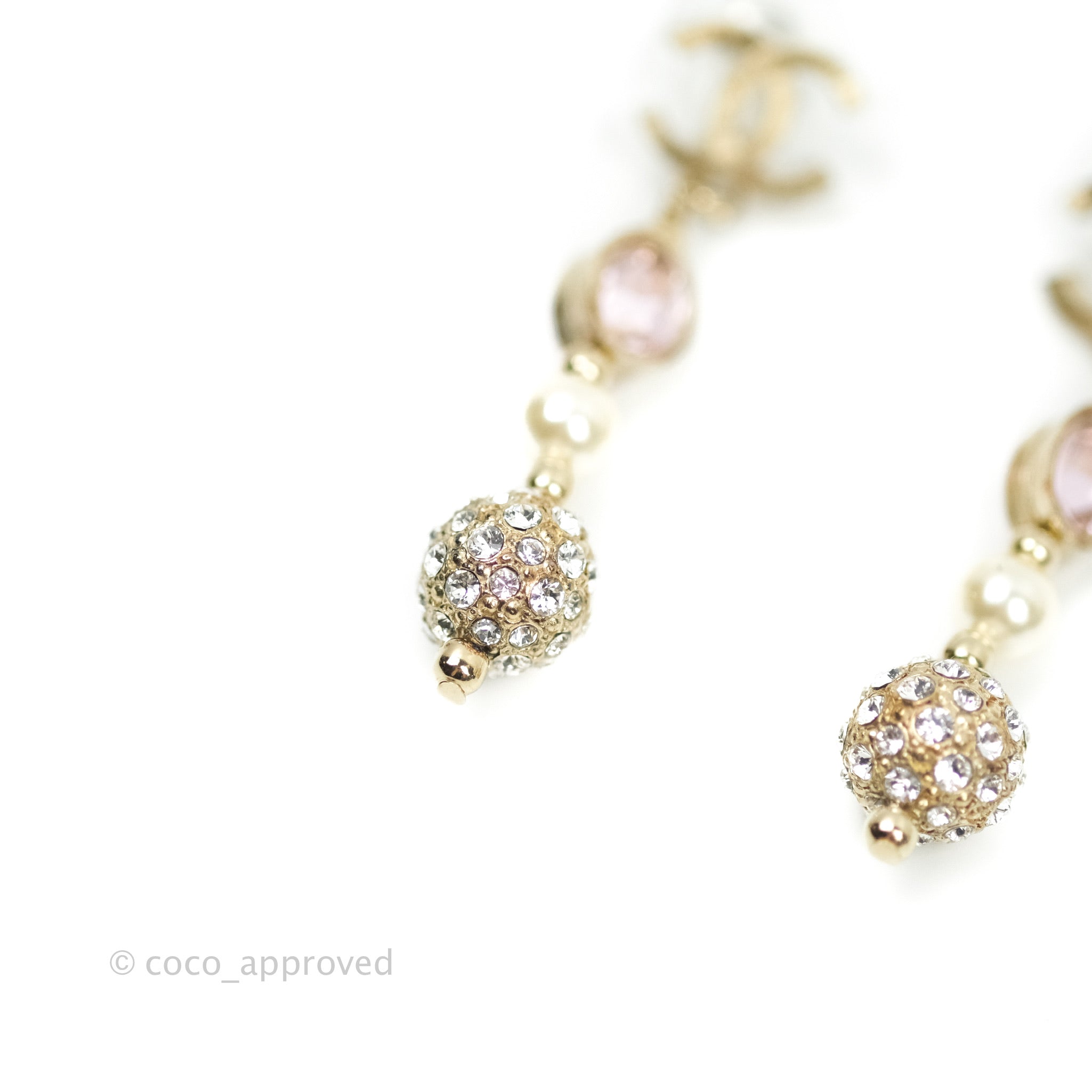 CHANEL Crystal Snowflake CC Drop Earrings Gold 601185