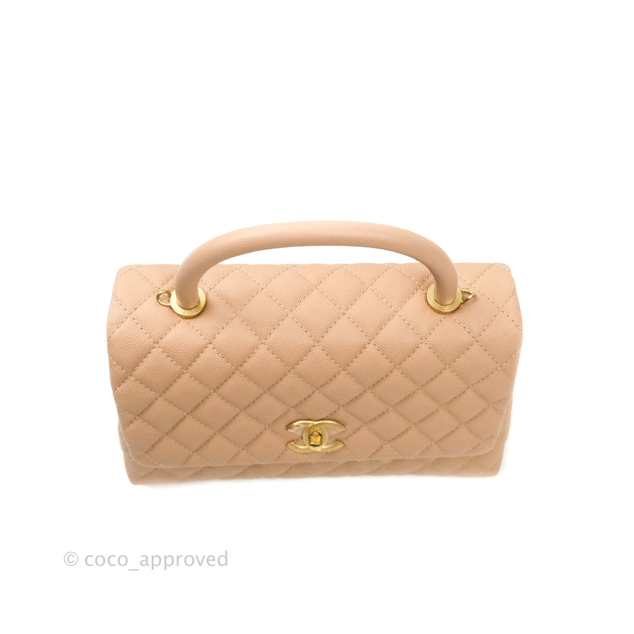 Chanel Beige Quilted Lambskin Coco Top Handle ○ Labellov ○ Buy and Sell  Authentic Luxury