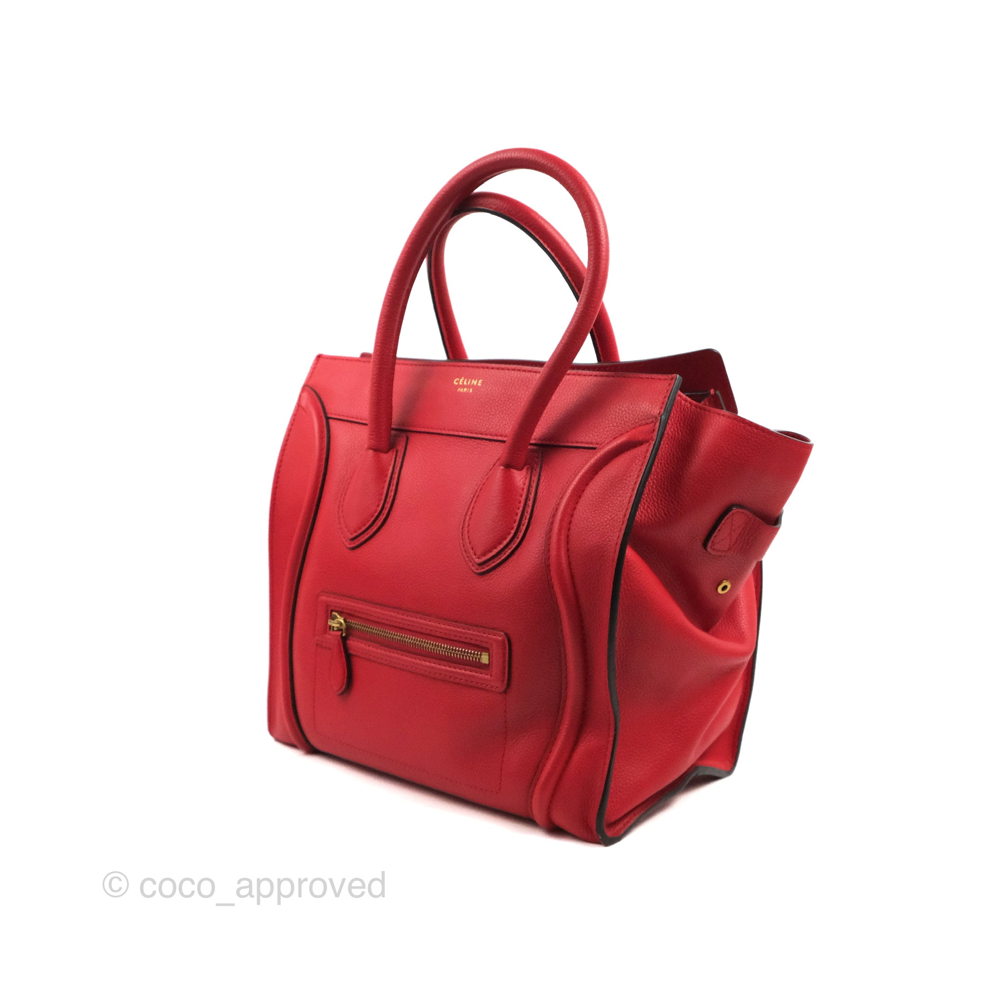 Celine Red Leather Nano Luggage Tote Celine