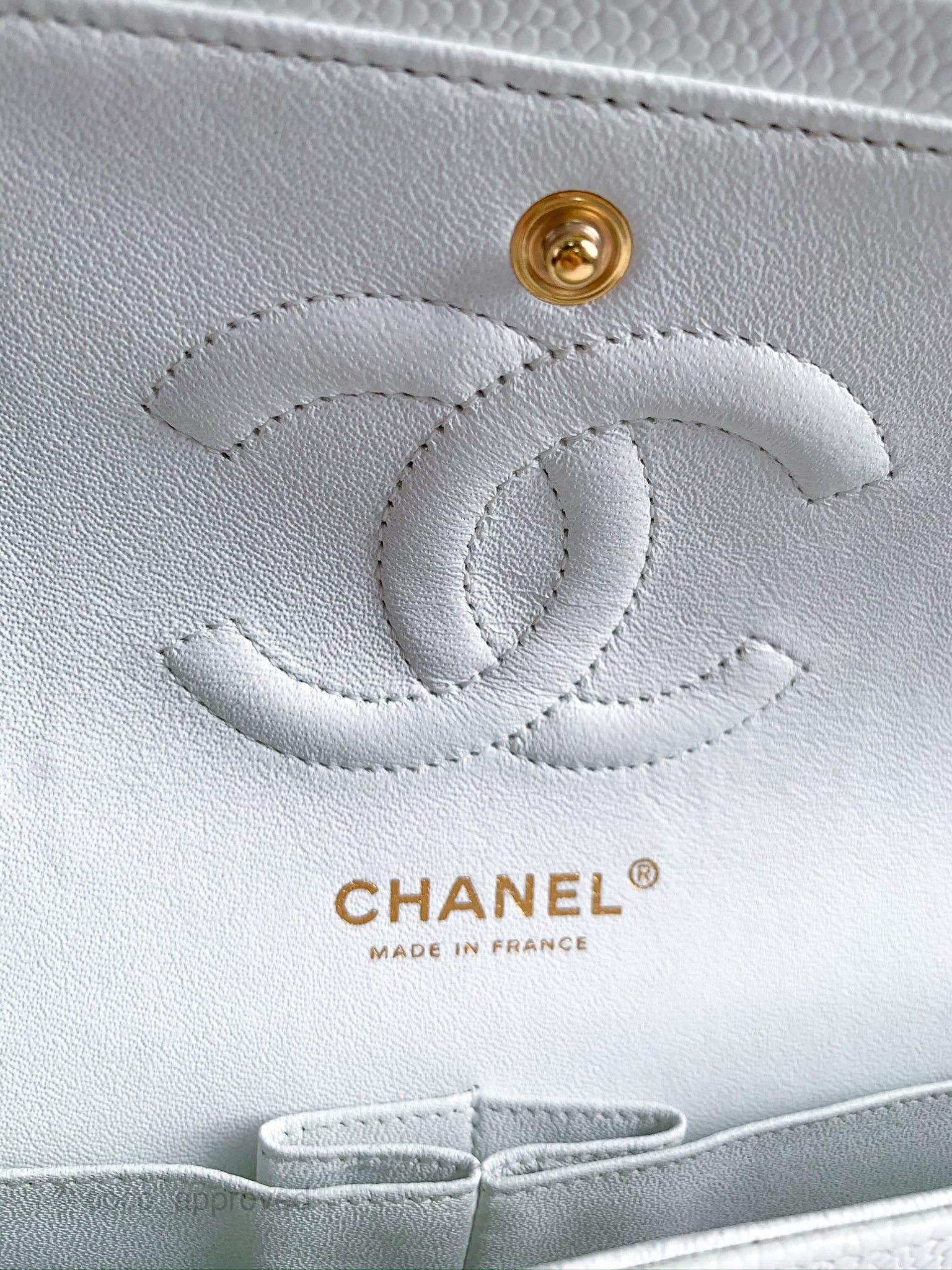 Chanel Classic Vintage M/L White Caviar Gold Hardware – Coco Approved Studio