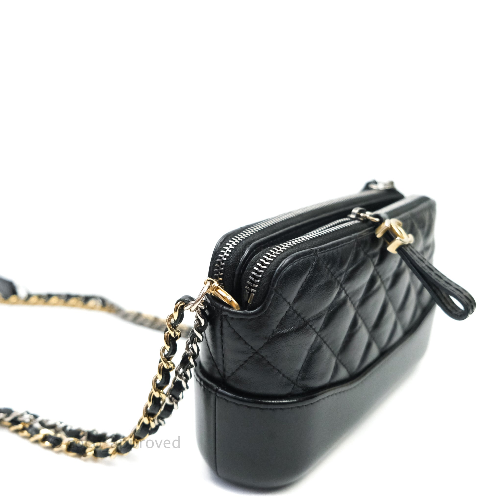 Chanel Gabrielle Double Zip Clutch with Chain Quilted Aged Calfskin Black  57090237