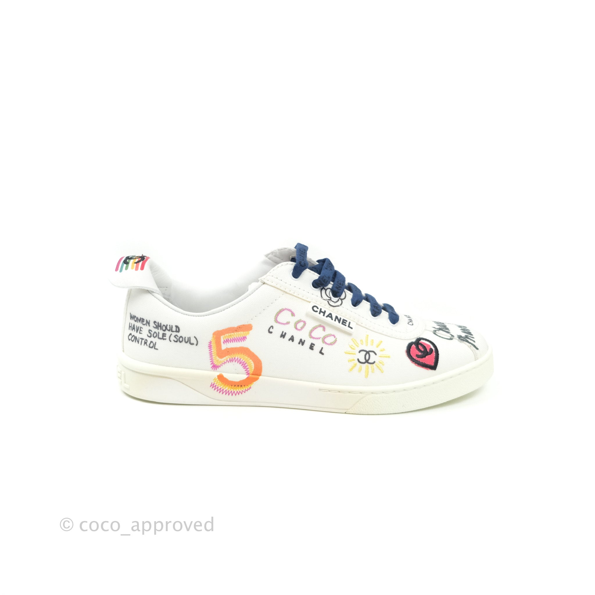 Chanel x Pharrell Williams Calfskin Womens Sneakers 38 White Coco Approved Studio