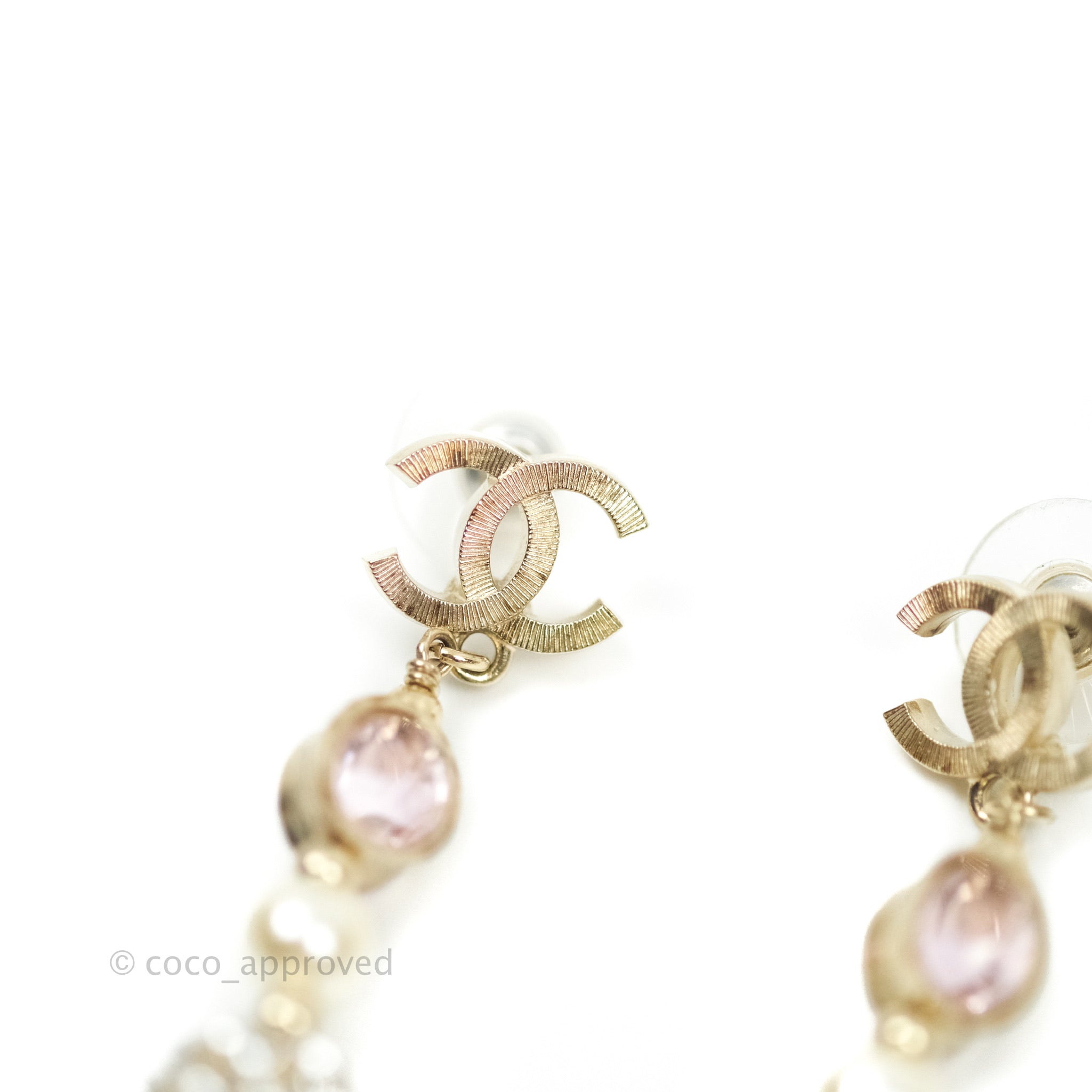Chanel Crystal Gold Tone Drop Earrings 16P – Coco Approved Studio