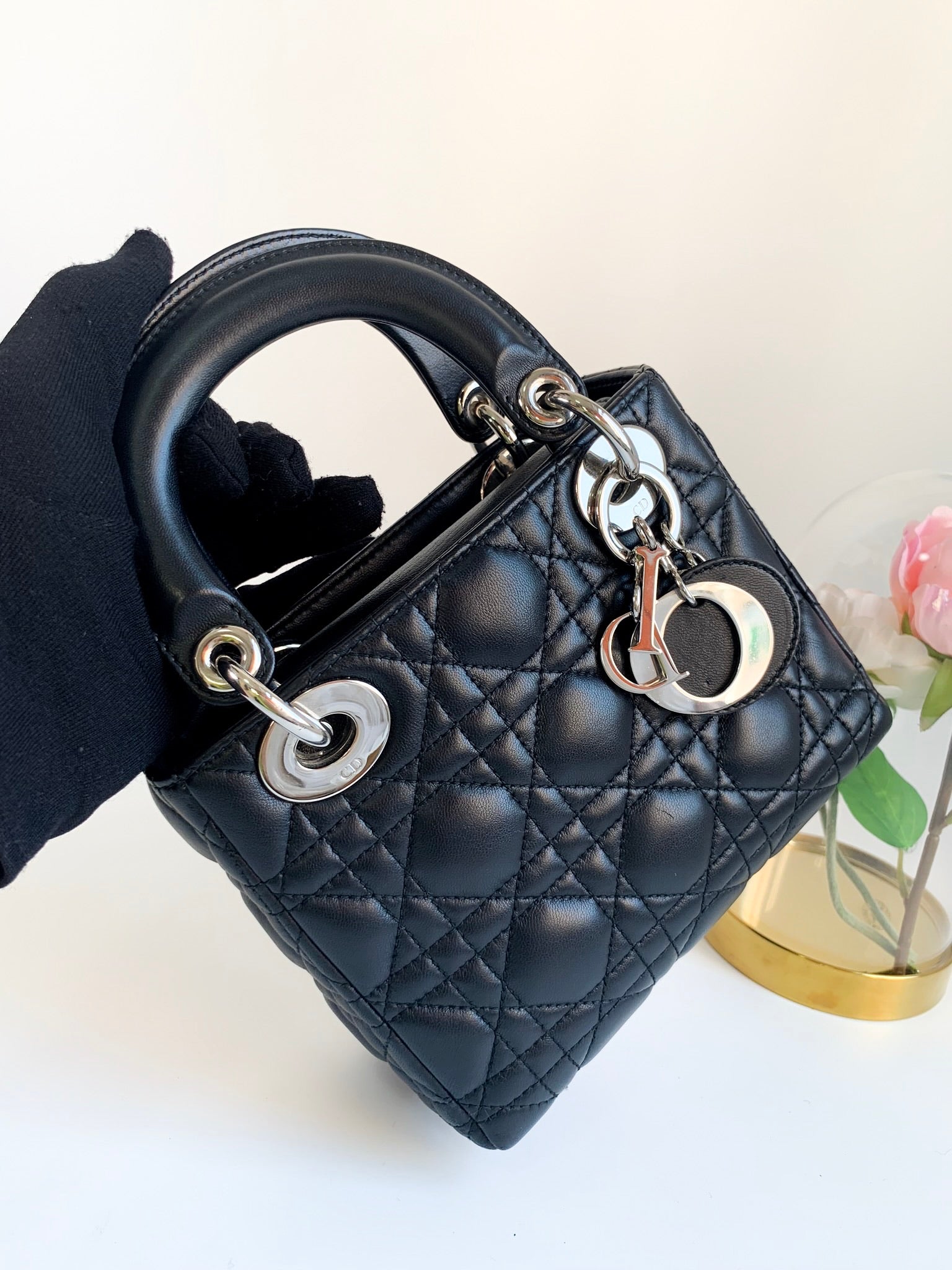 Dior - Mini Lady lambskin bag - Black