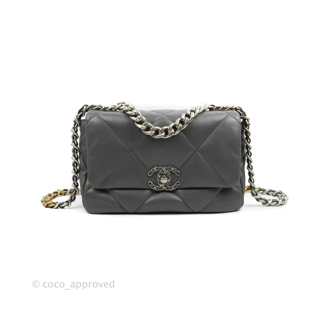 Chanel 19 Small Dark Grey Mixed Hardware