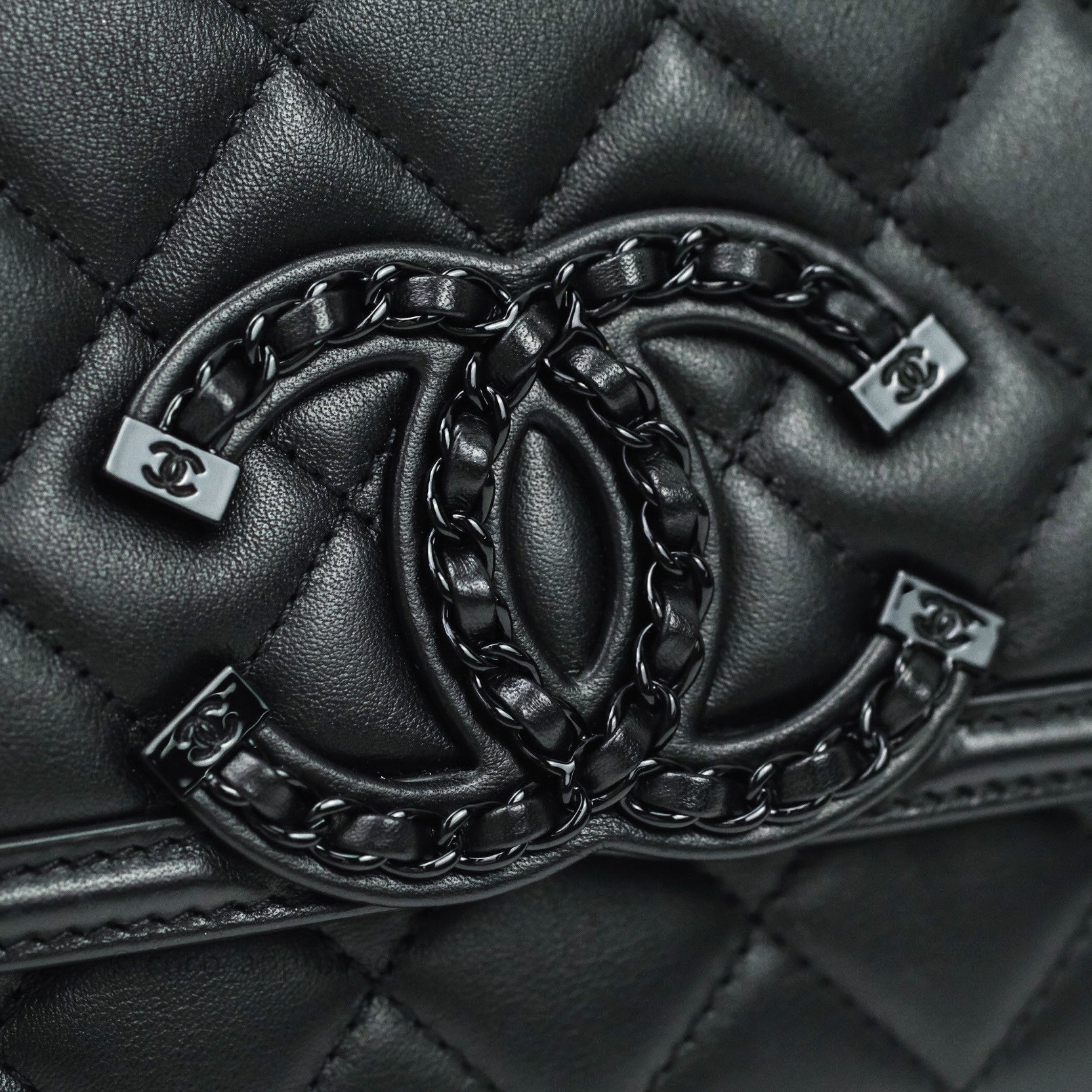 Chanel Quilted Small CC Filigree Flap Black Lambskin So Black
