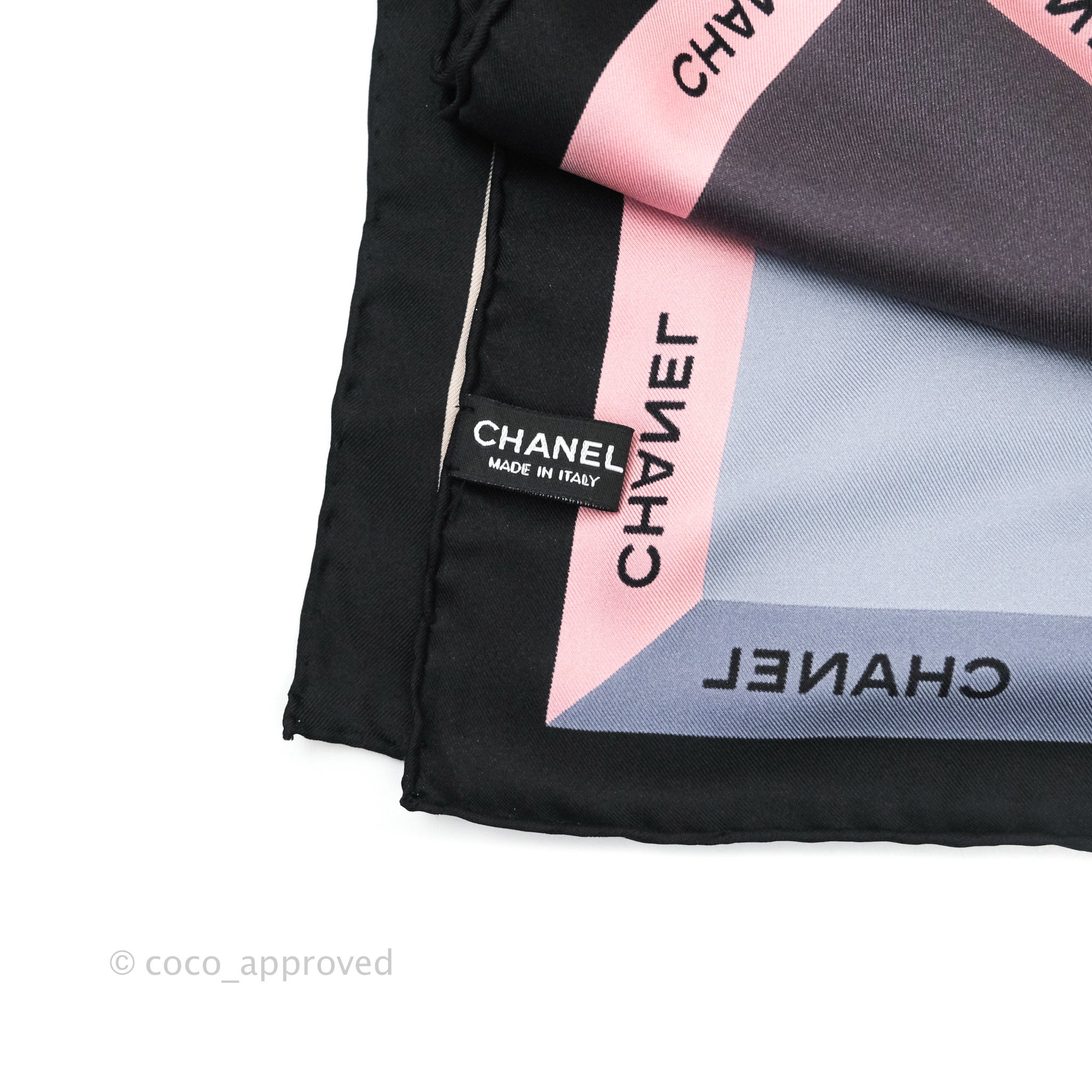 Chanel Square Silk Scarf Pink, Ecru & Black – Coco Approved Studio