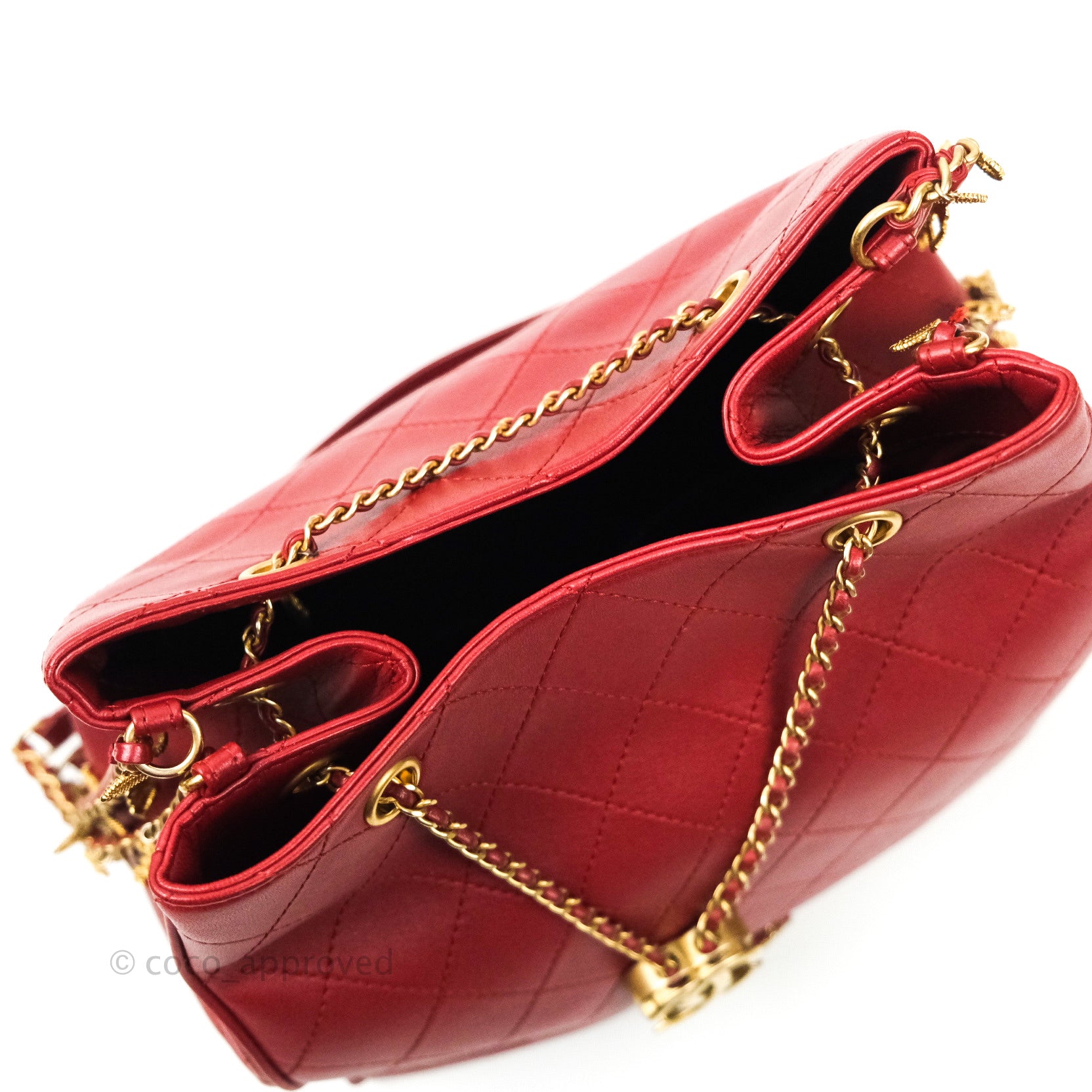 Chanel Egyptian Amulet Drawstring Bag Red Calfskin Stitched – Coco Approved  Studio