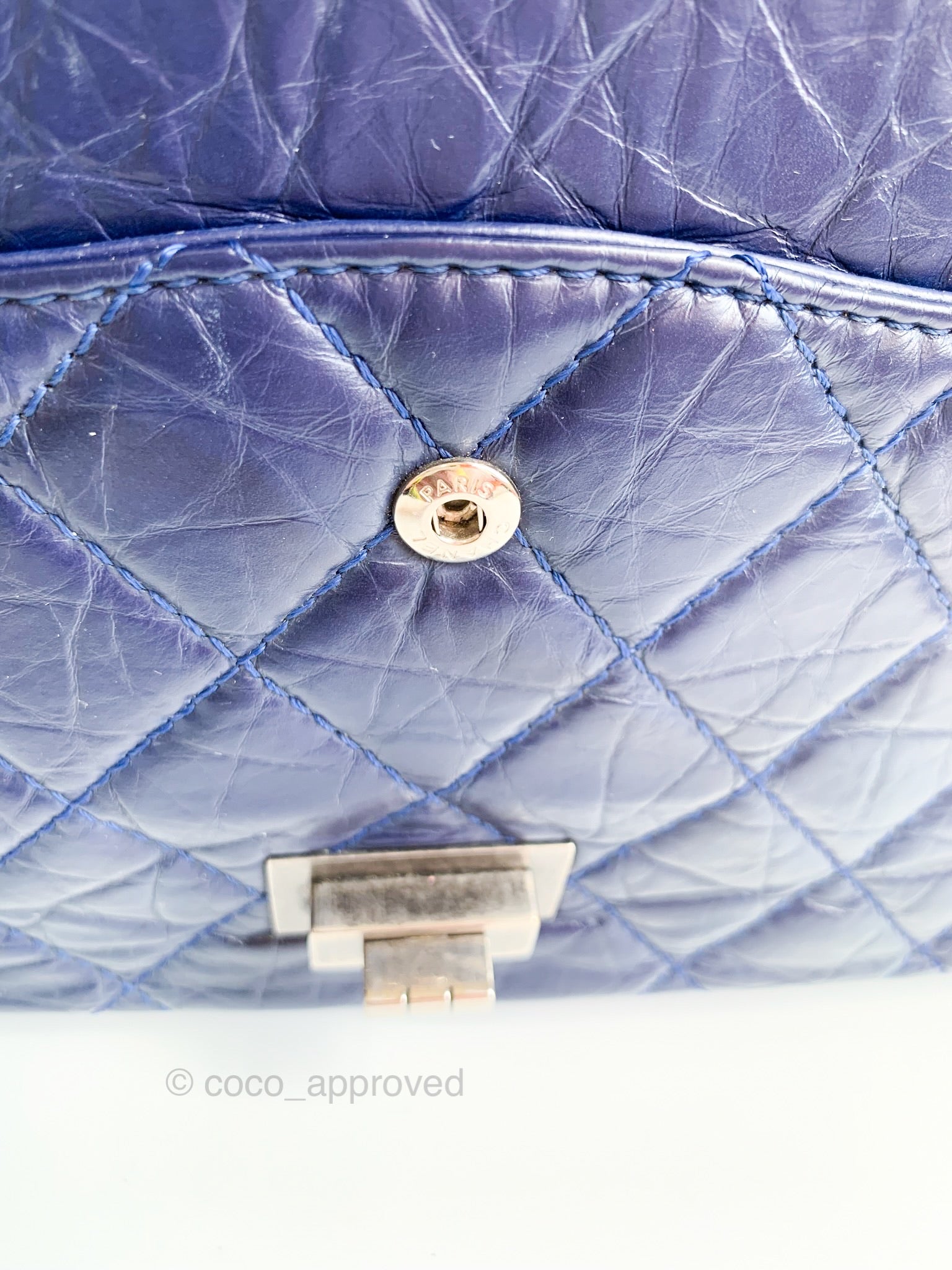 Chanel Aged Calfskin Quilted 2.55 Reissue 227 Flap Dark Navy Ruthenium –  Coco Approved Studio