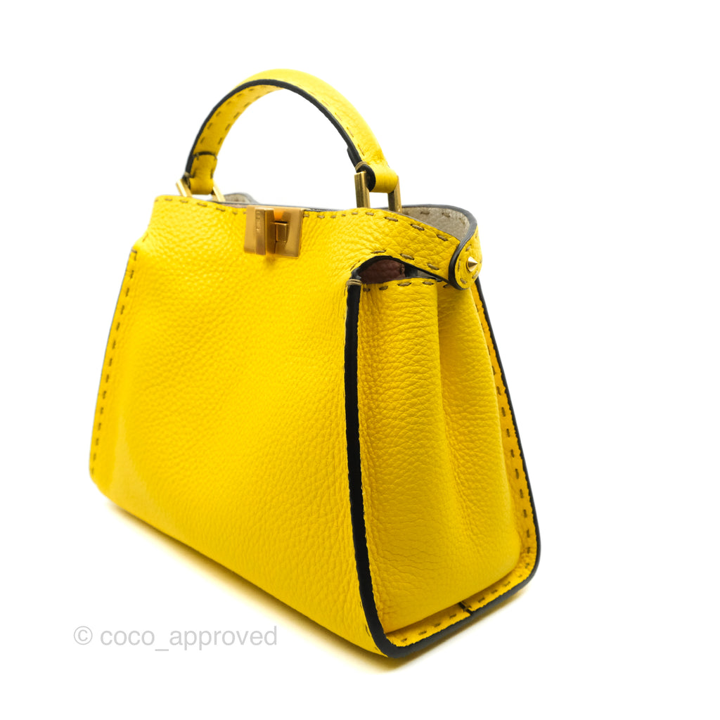 Fendi Small Peekaboo Iseeu Yellow Grained Leather Gold Hardware